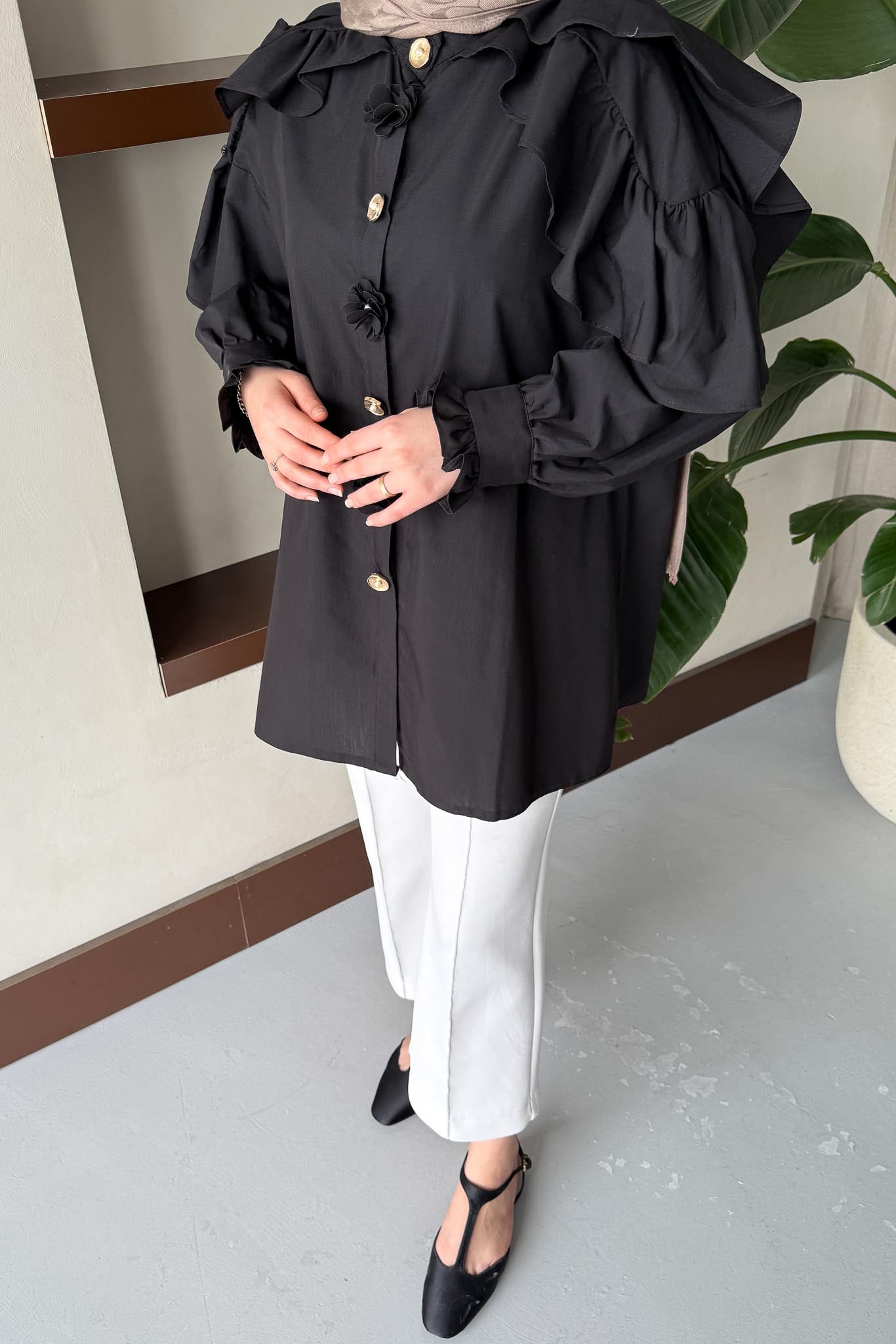 Pelerin Gömlek Siyah