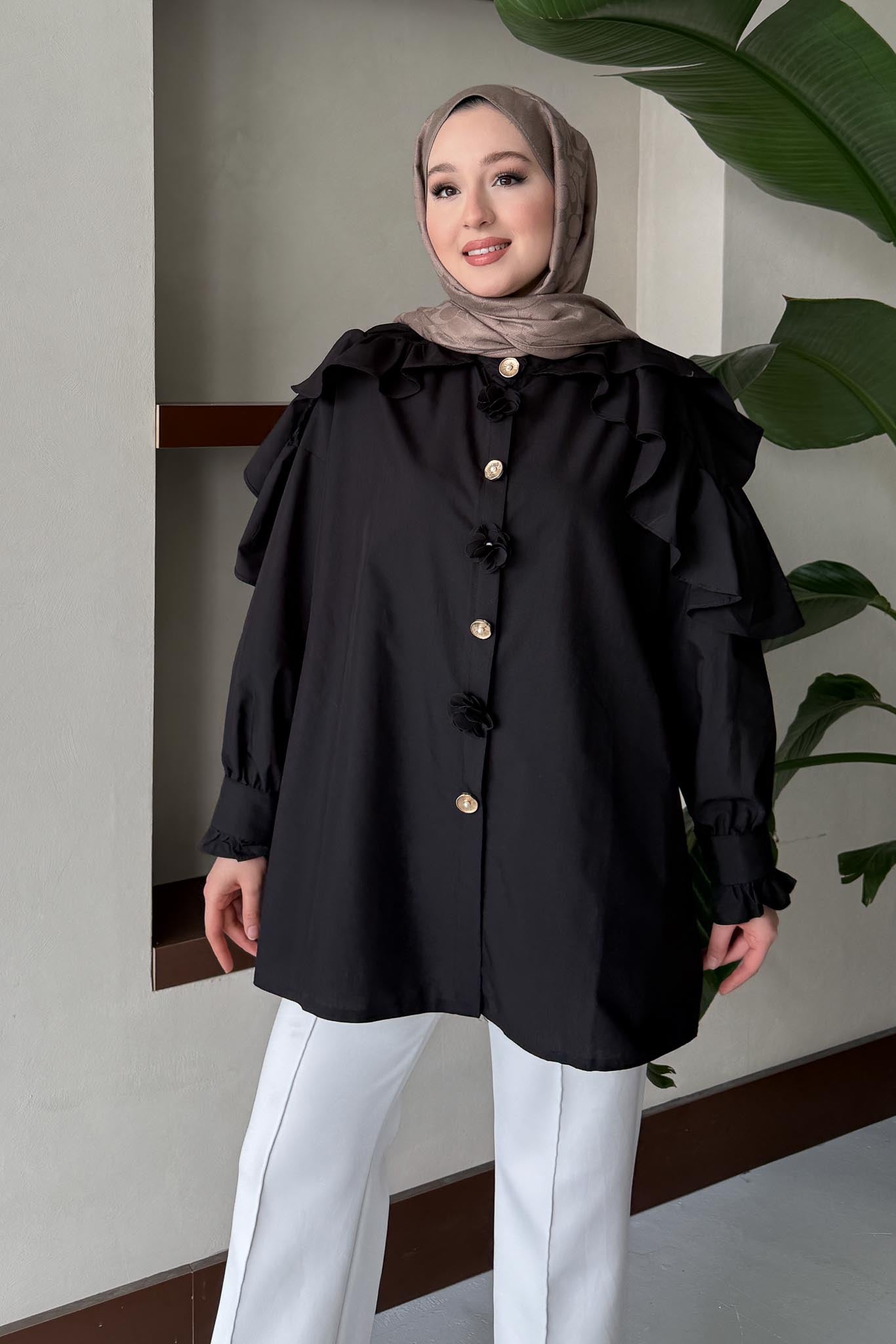 Pelerin Gömlek Siyah