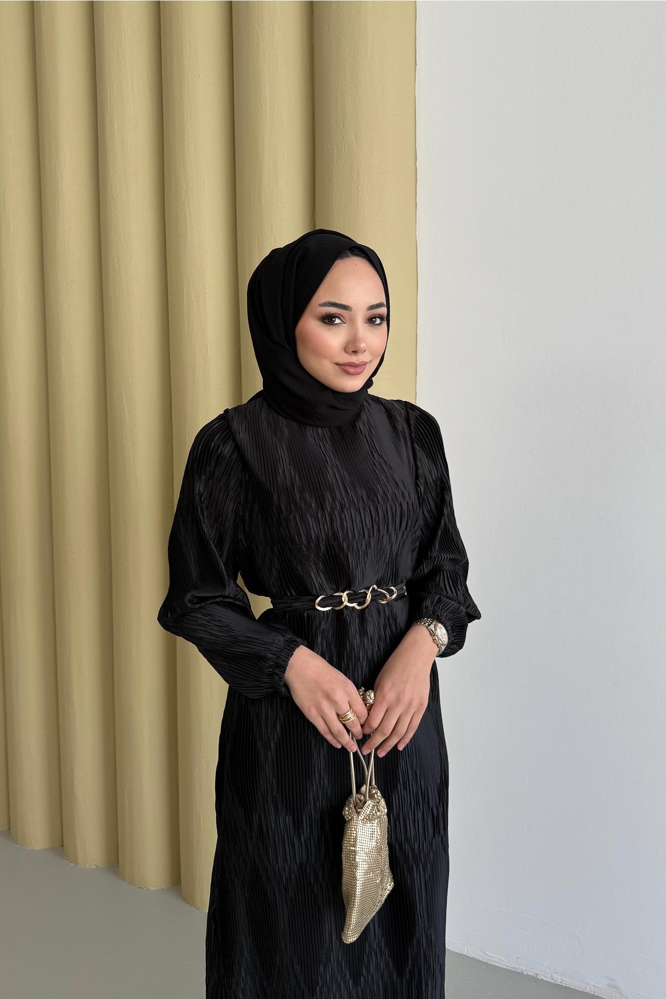 Seyran Pleated Dress Beige