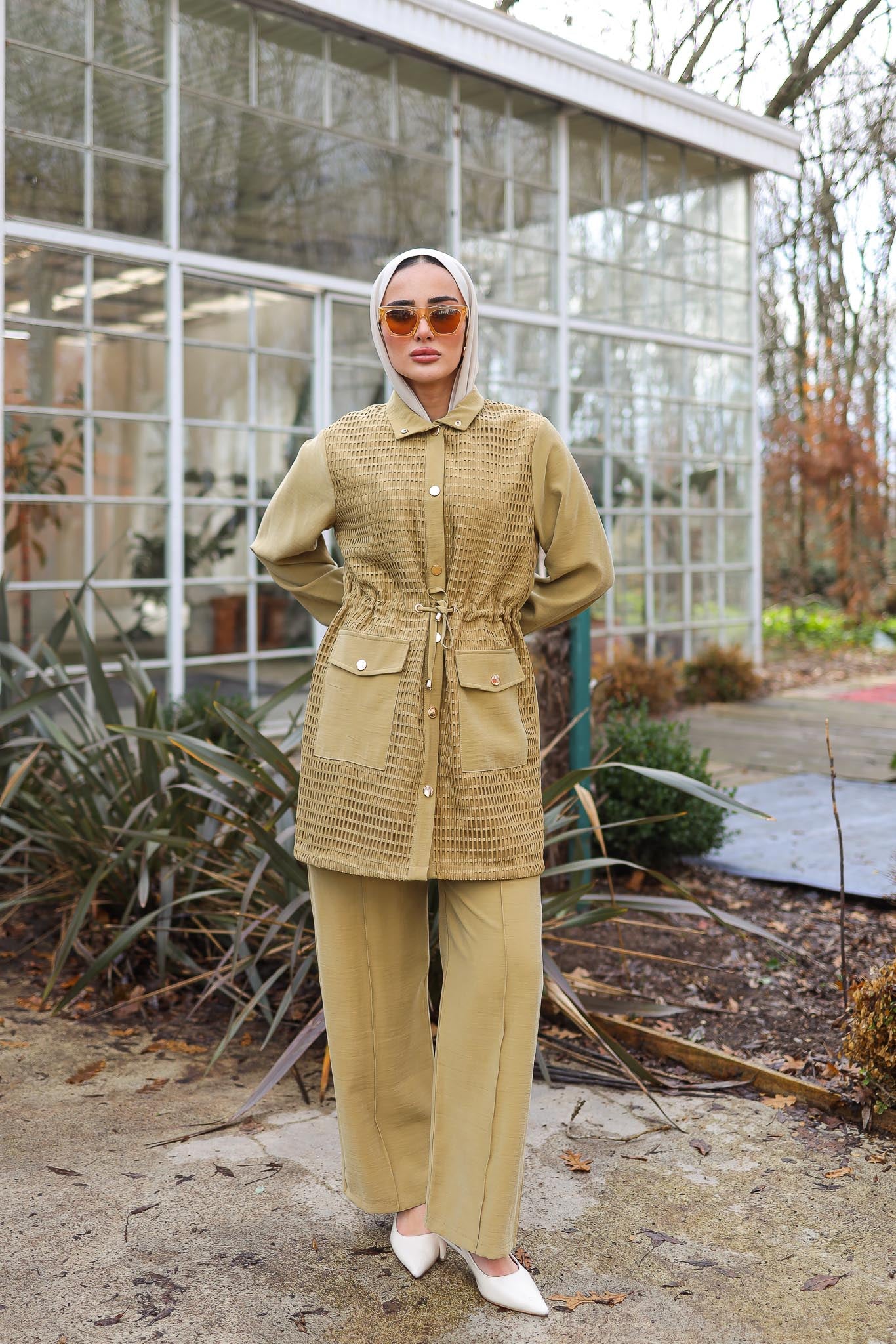 Petek İşlemeli Takım Yağ Yeşili