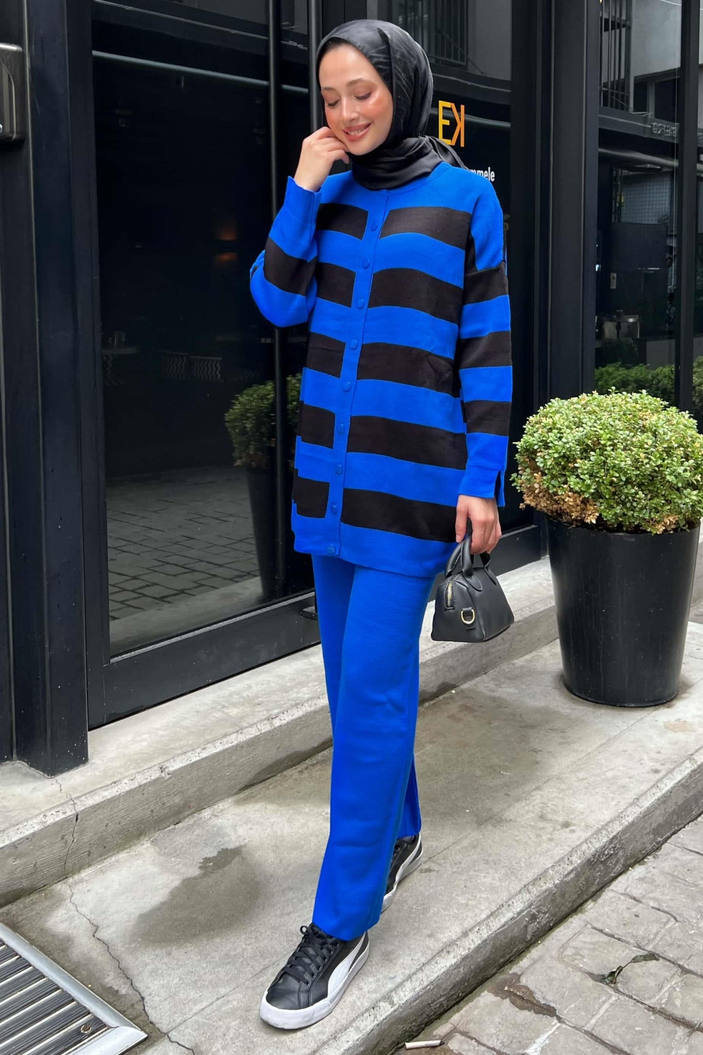 Prive Striped Knitwear Set Saxe