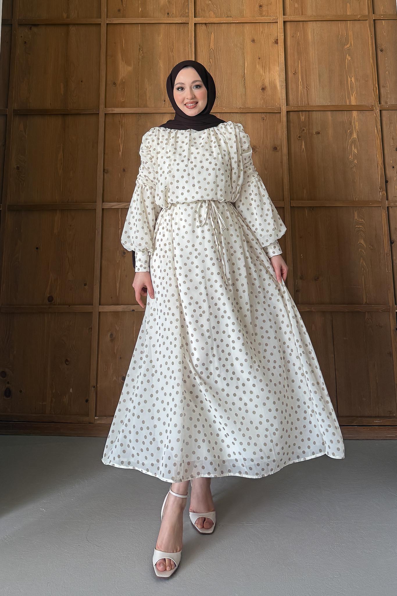 Puantiye Elbise Haki