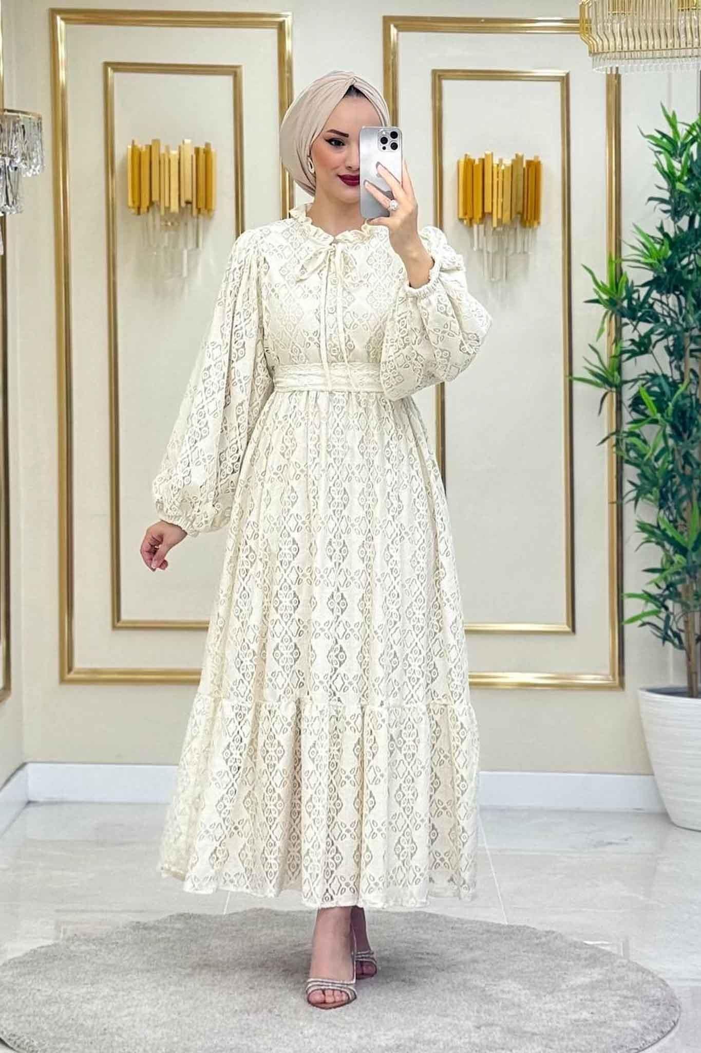 Swan Cutout Dress Beige