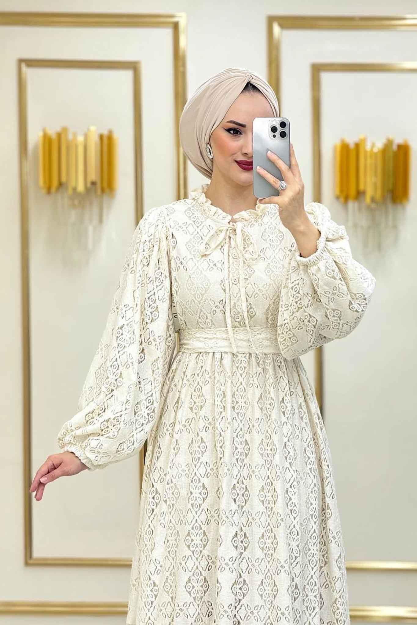 Swan Cutout Dress Beige