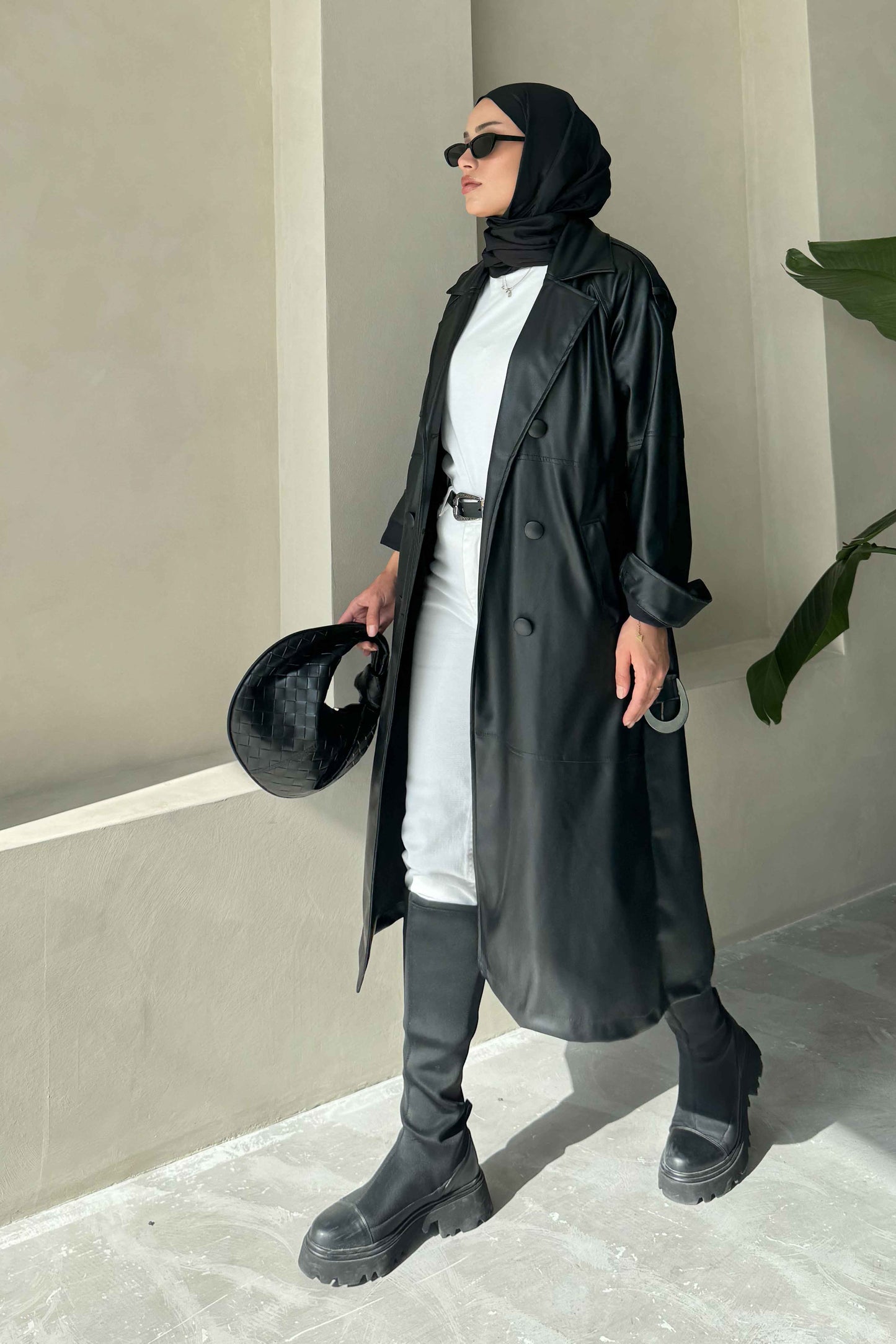 Sara Deri Trençkot Siyah