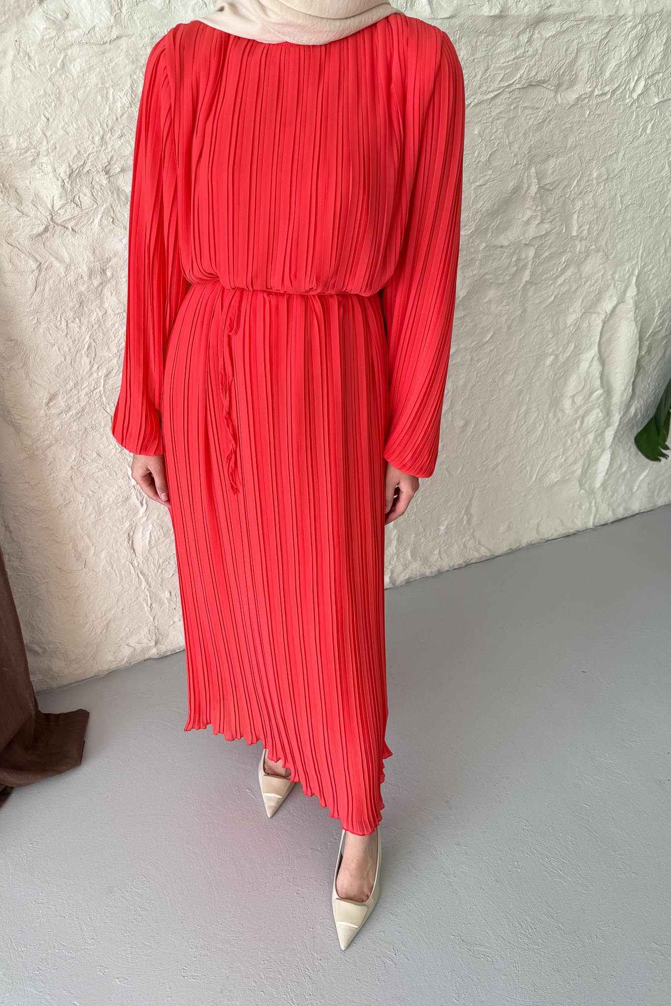 Seyran Pleated Dress Beige