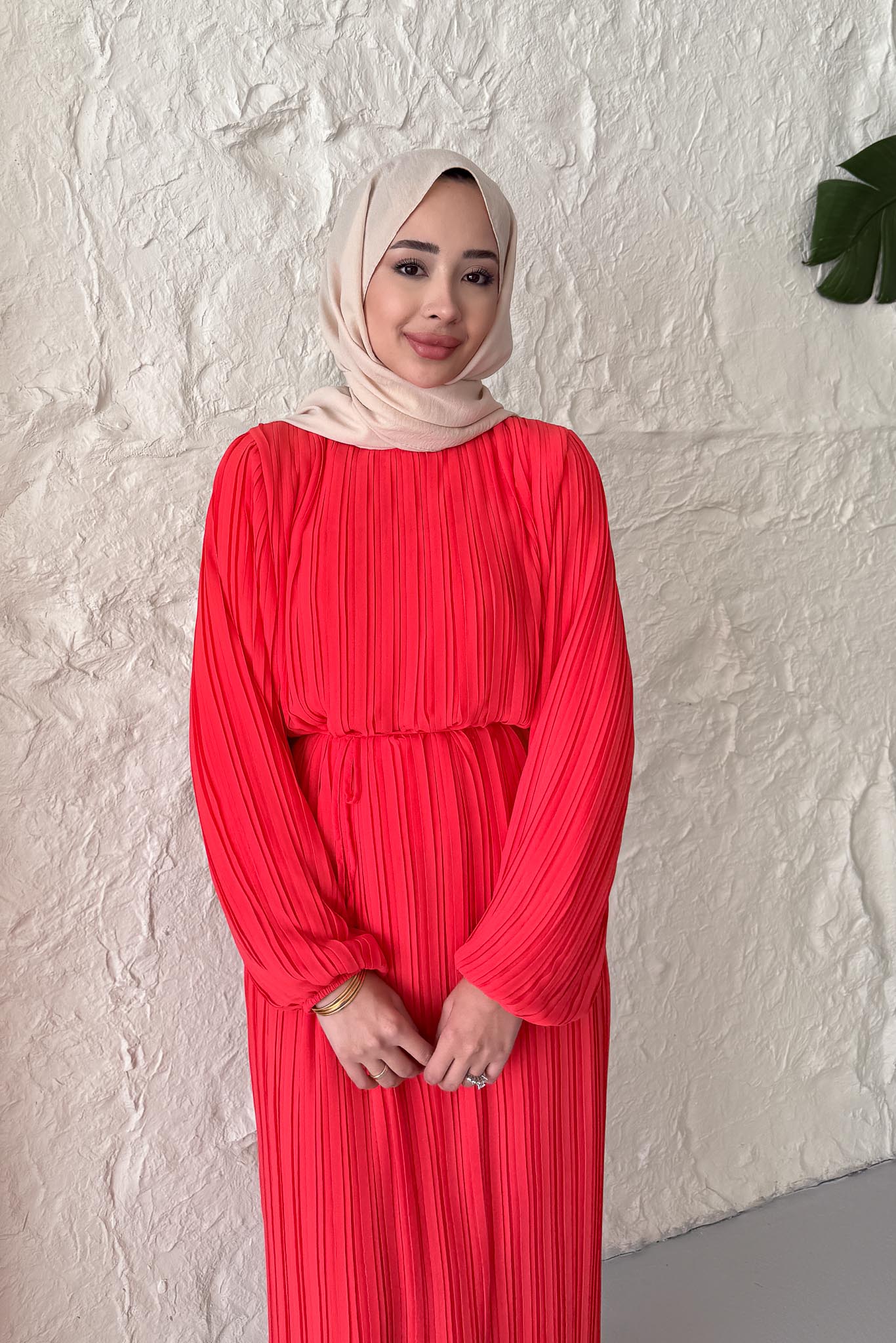 Seyran Pleated Dress Beige