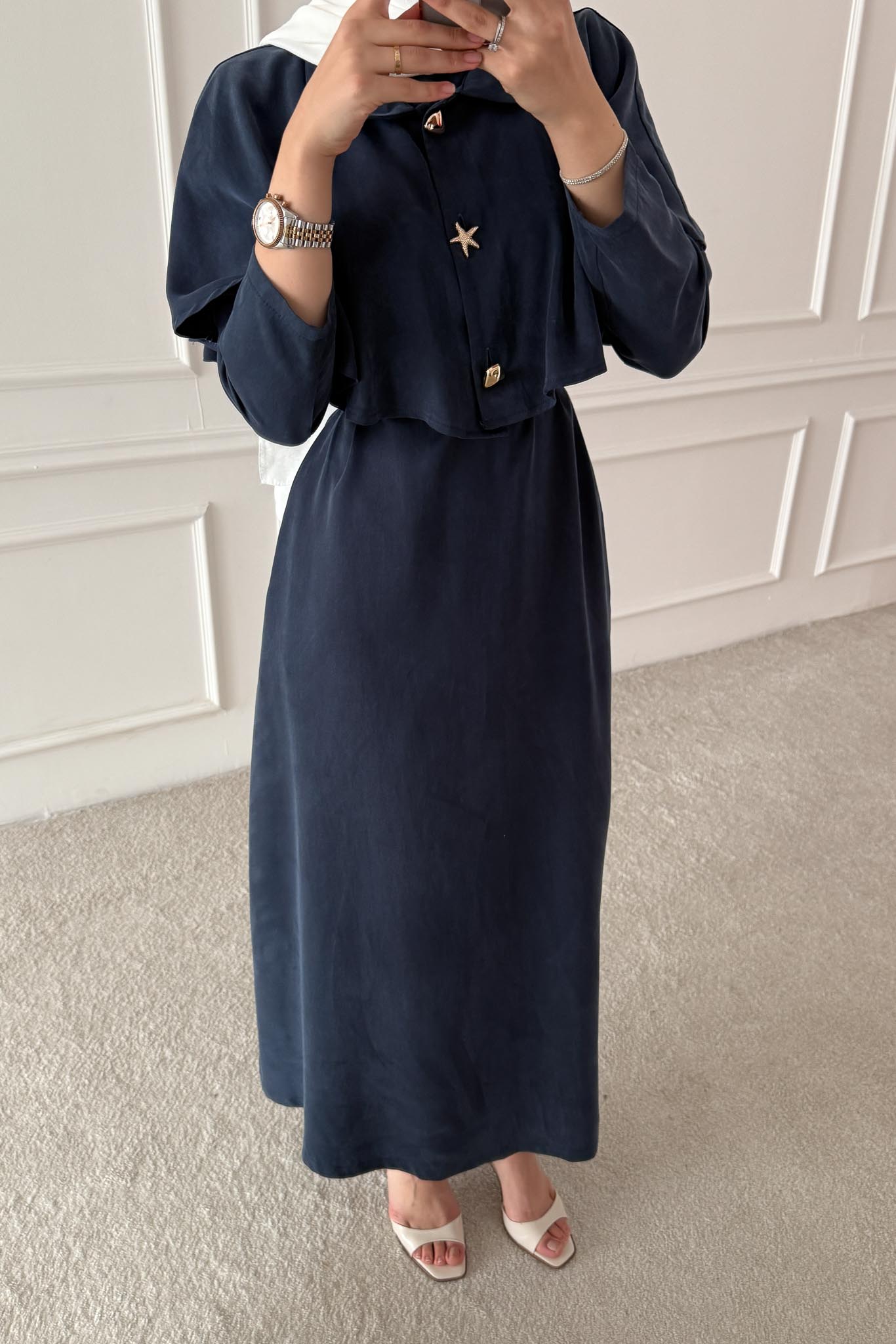 Sofia Broşlu Elbise Lacivert