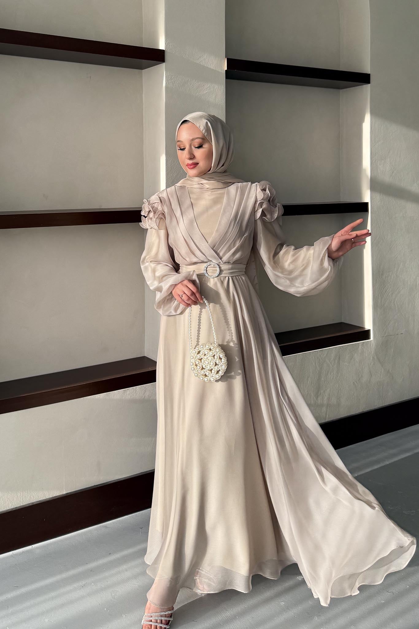 Fairy Diamond Evening Dress Beige