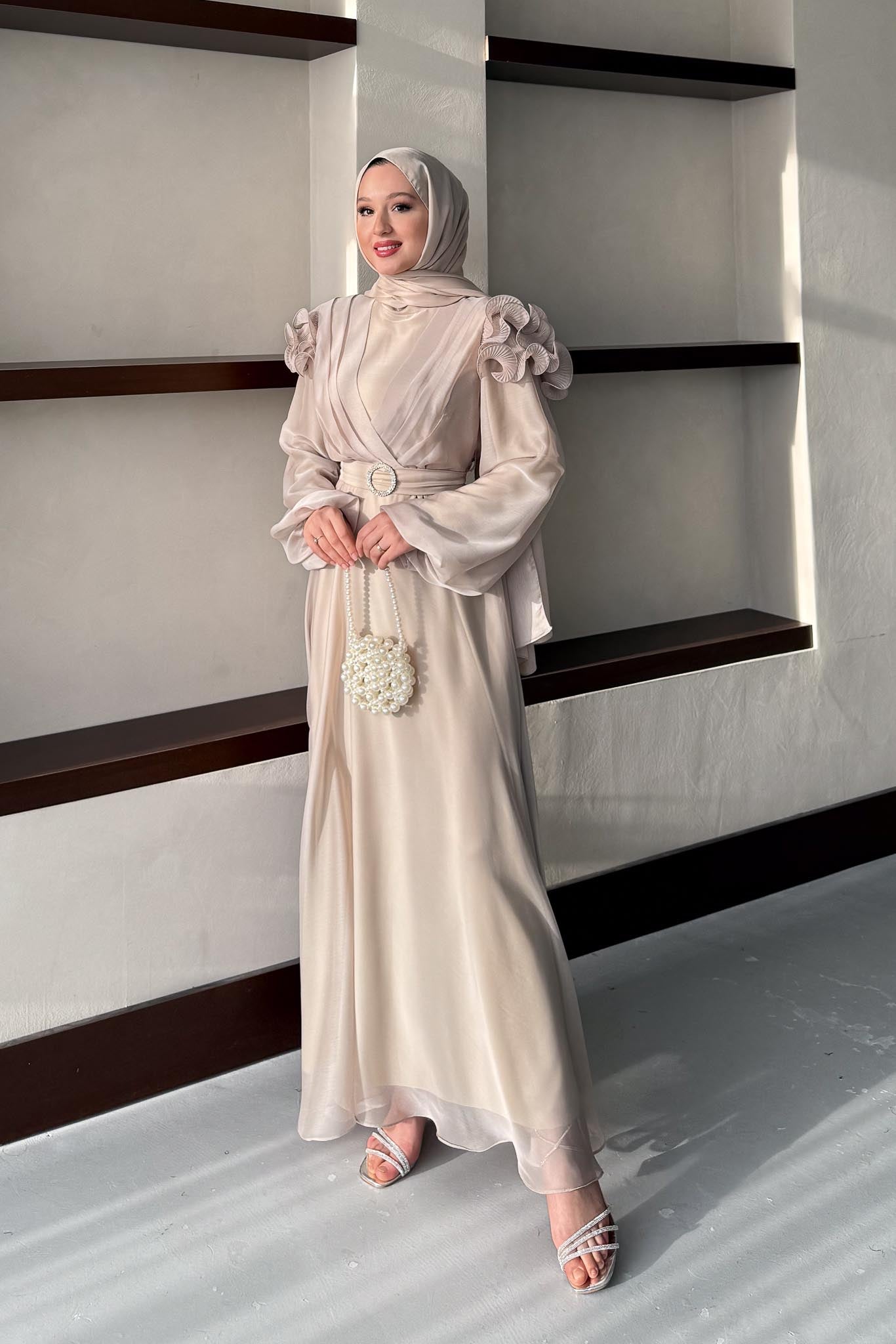 Fairy Diamond Evening Dress Beige