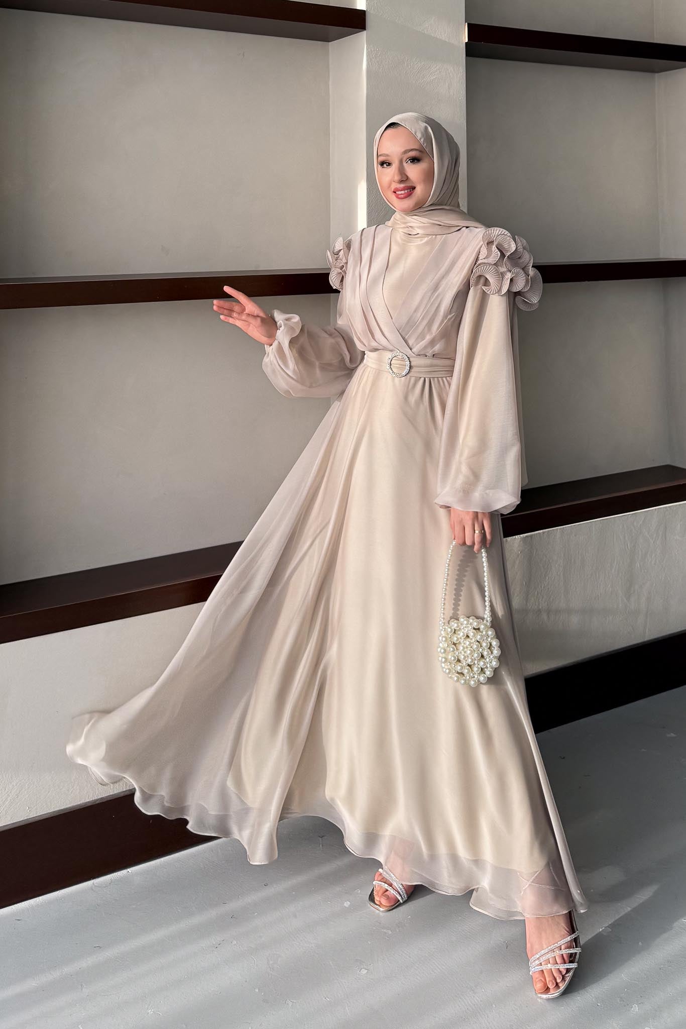 Fairy Diamond Evening Dress Beige