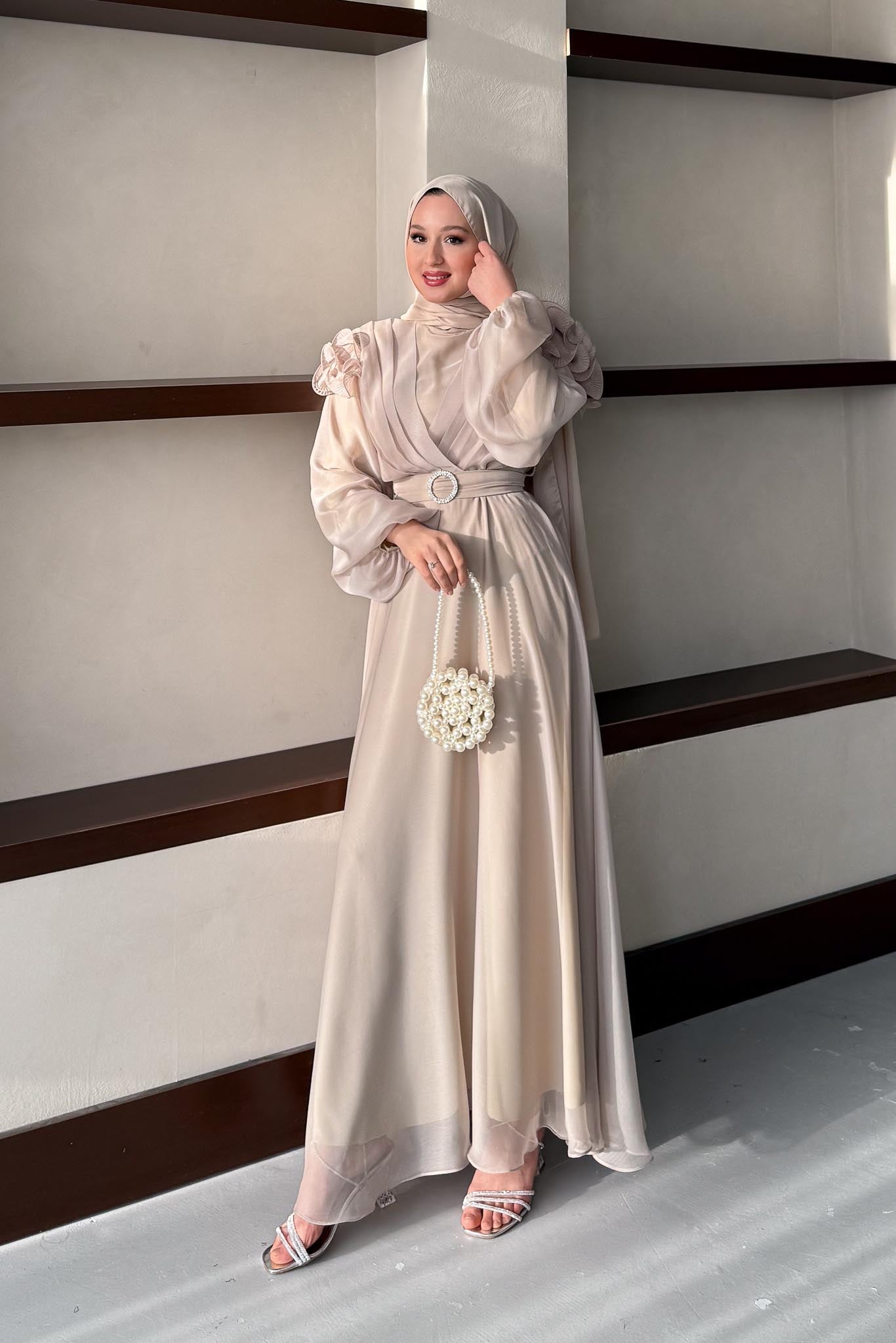 Fairy Diamond Evening Dress Beige
