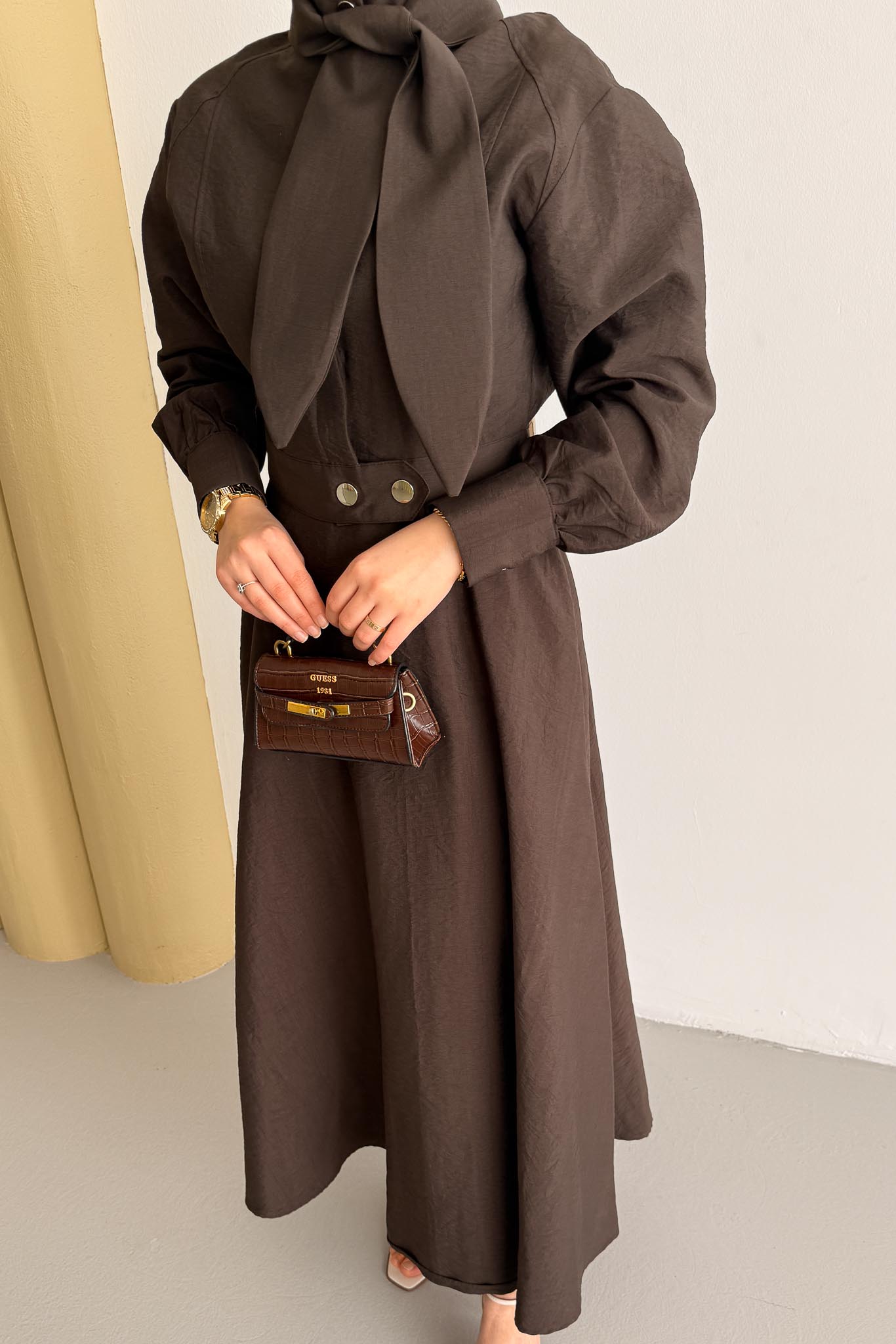 Cupra Fularlı Takım Kahverengi