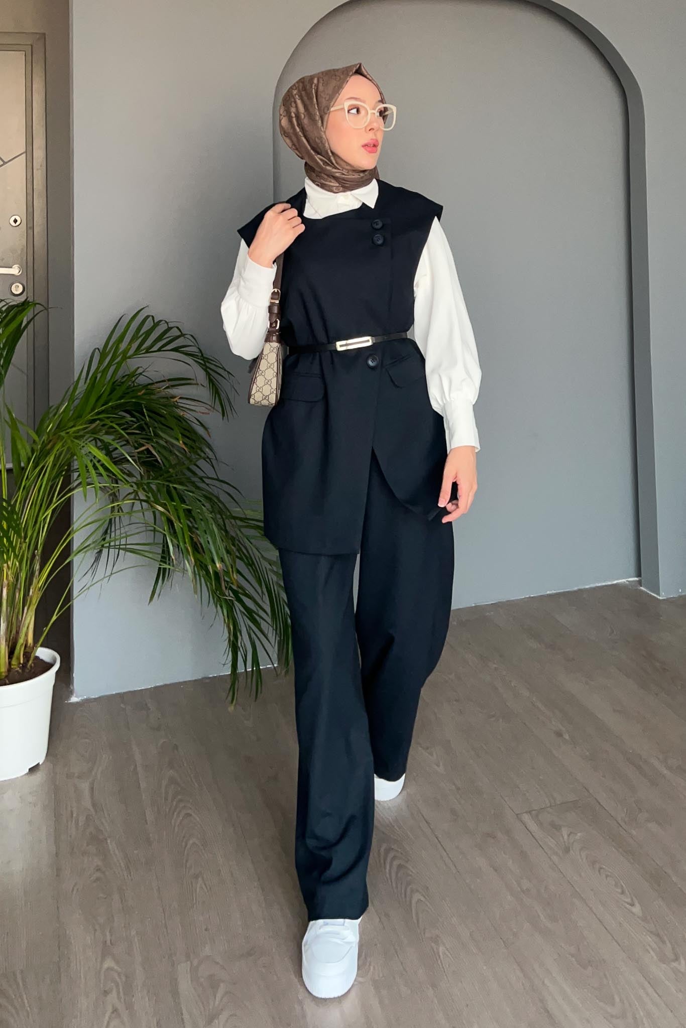 Karen Çift Düğmeli Takım Lacivert