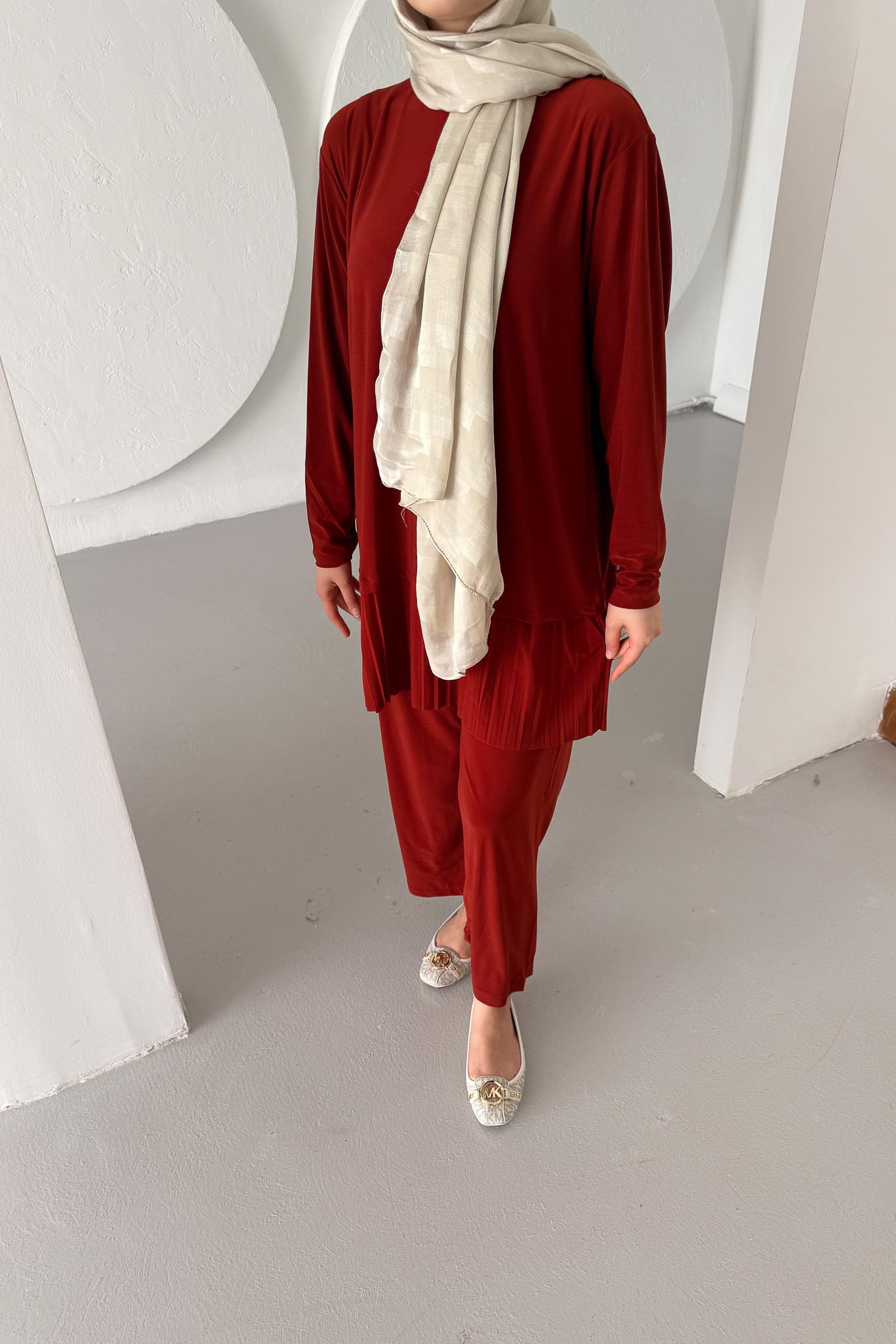 Seyran Pleated Dress Beige