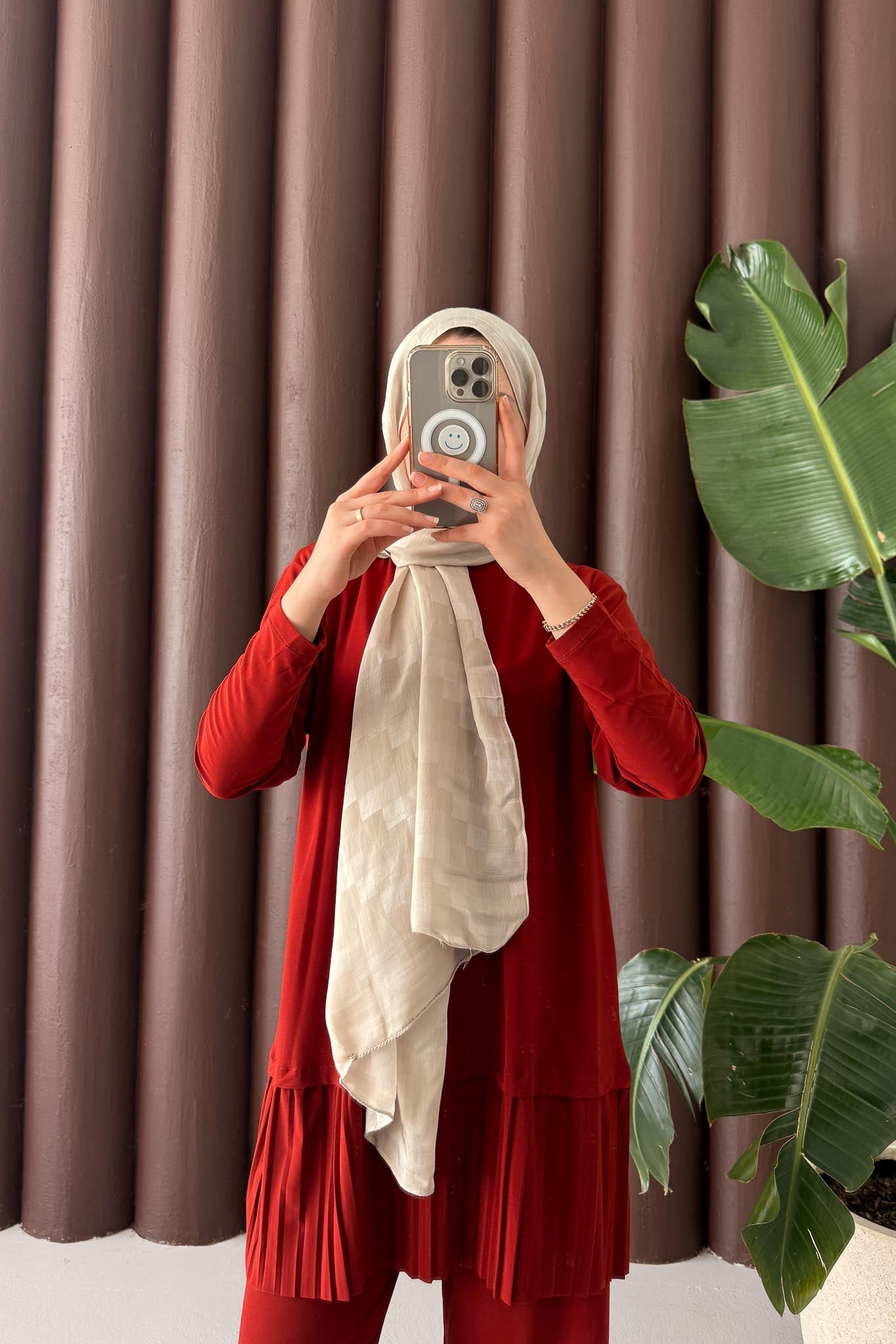 Seyran Pleated Dress Beige