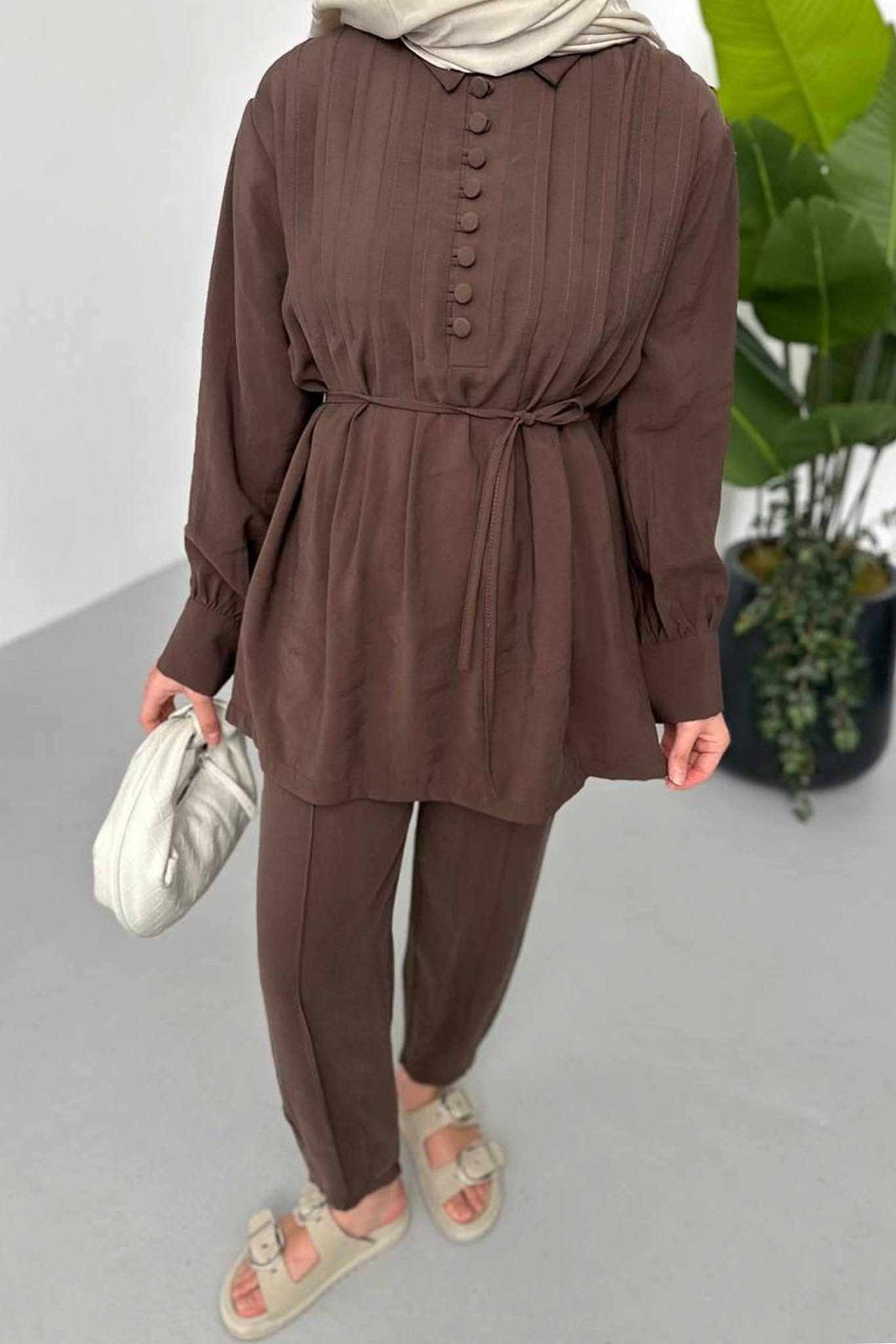 Ajda Pleated Skirt Set Petrol