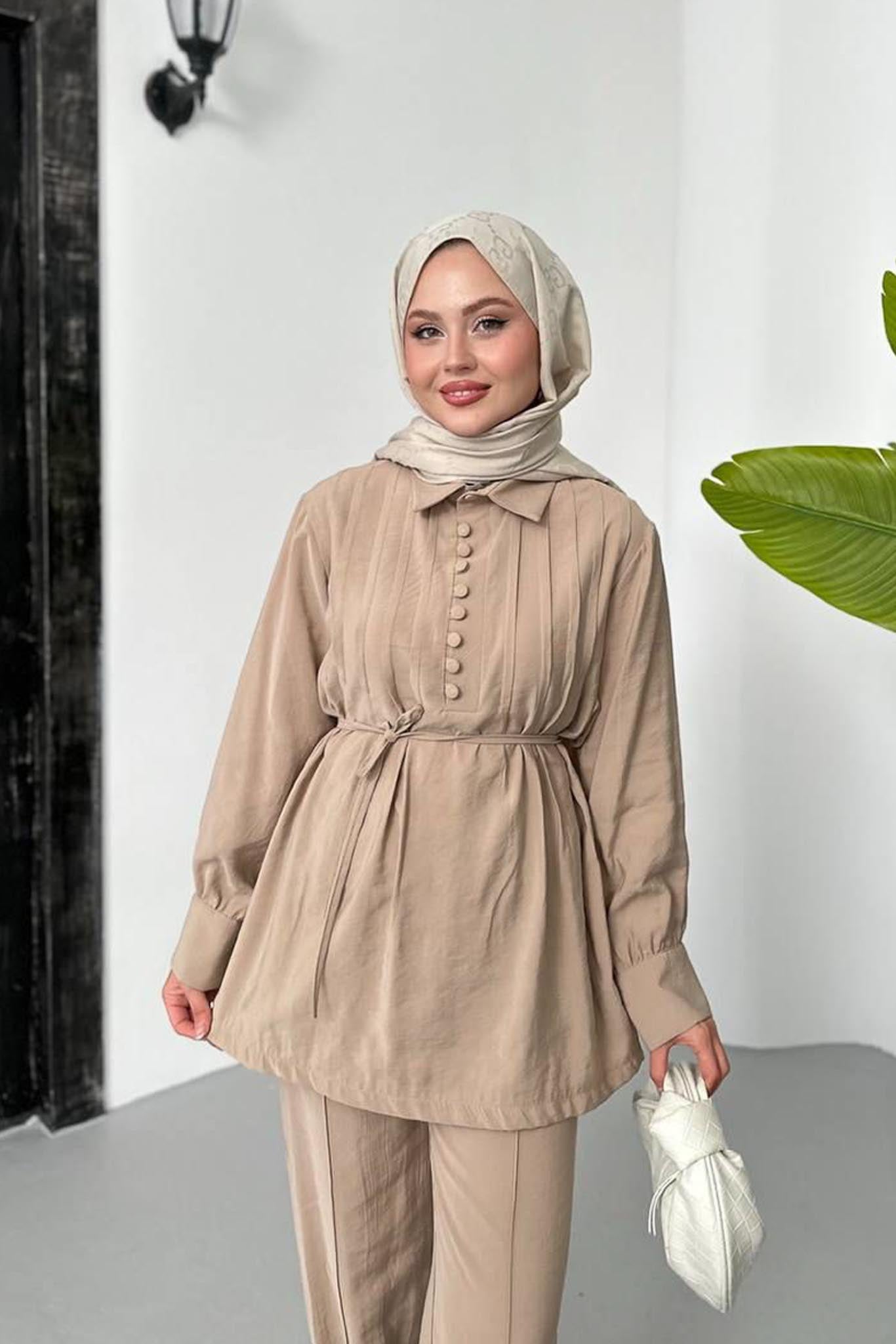 Ajda Pleated Skirt Set Petrol