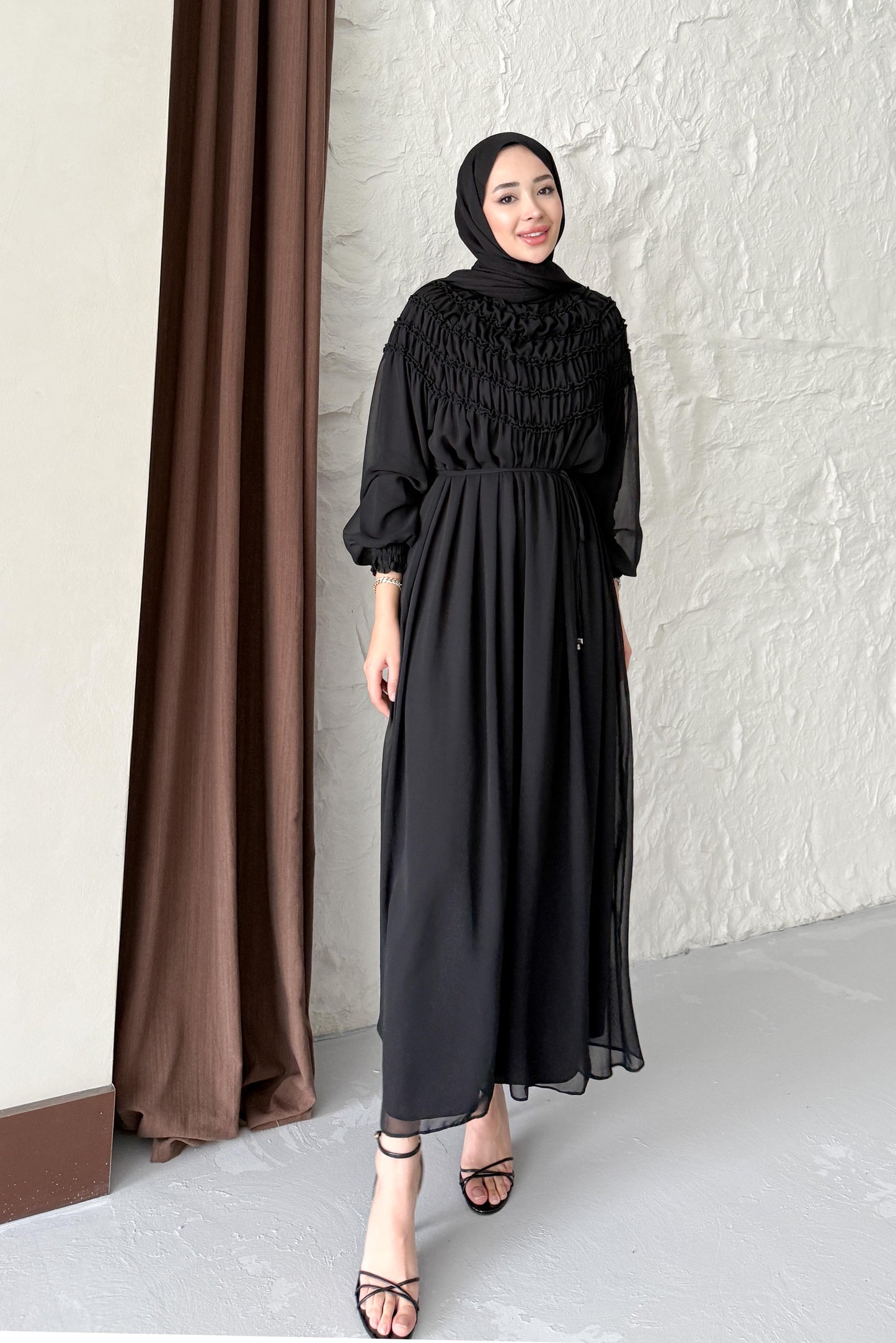 Seyran Pleated Dress Beige