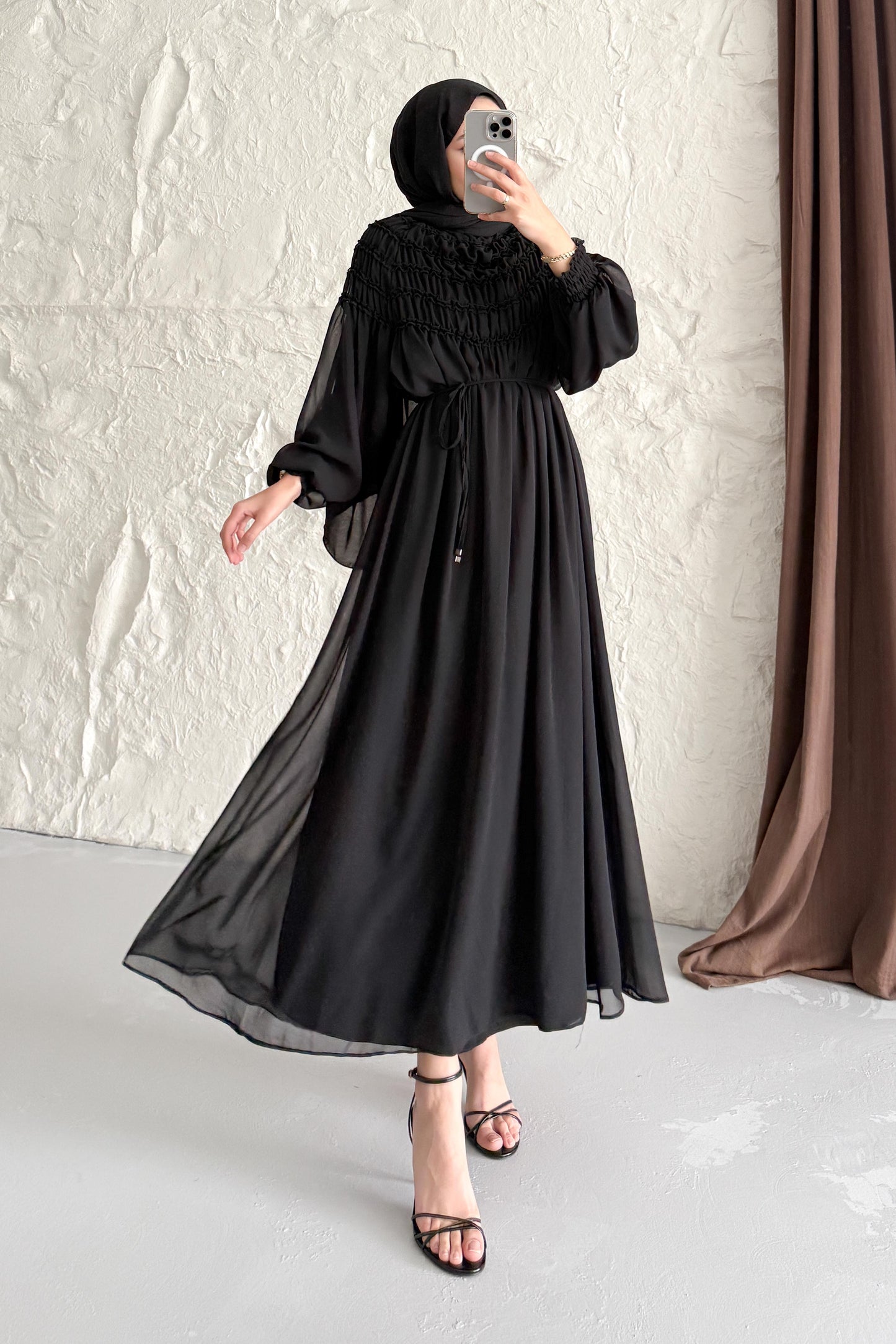 Seyran Pleated Dress Beige