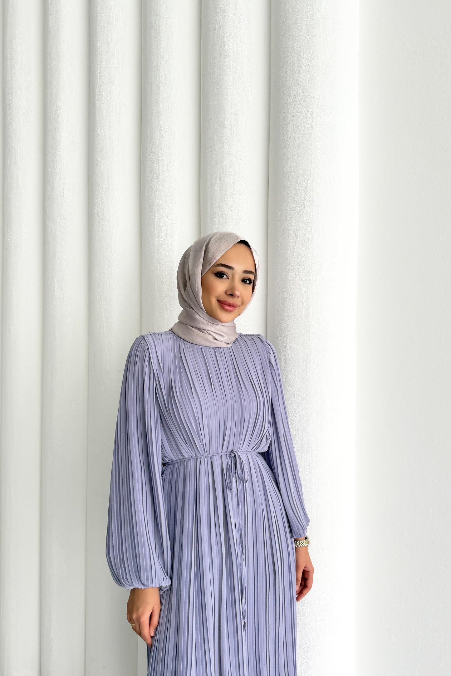 Seyran Pleated Dress Beige