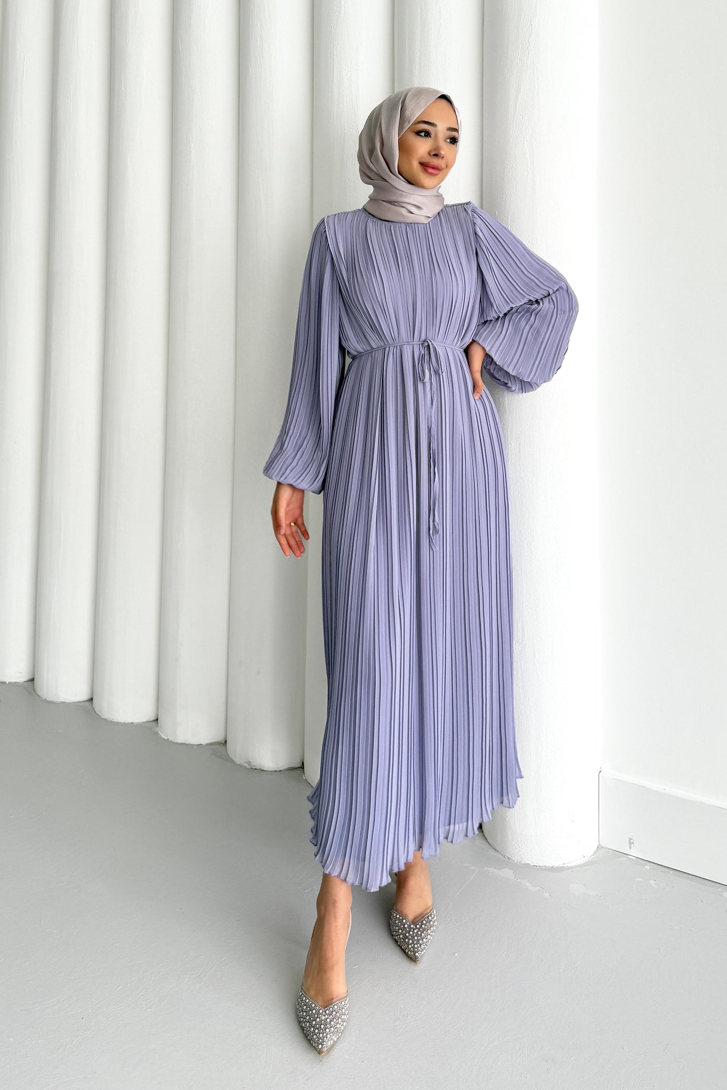 Seyran Pleated Dress Beige