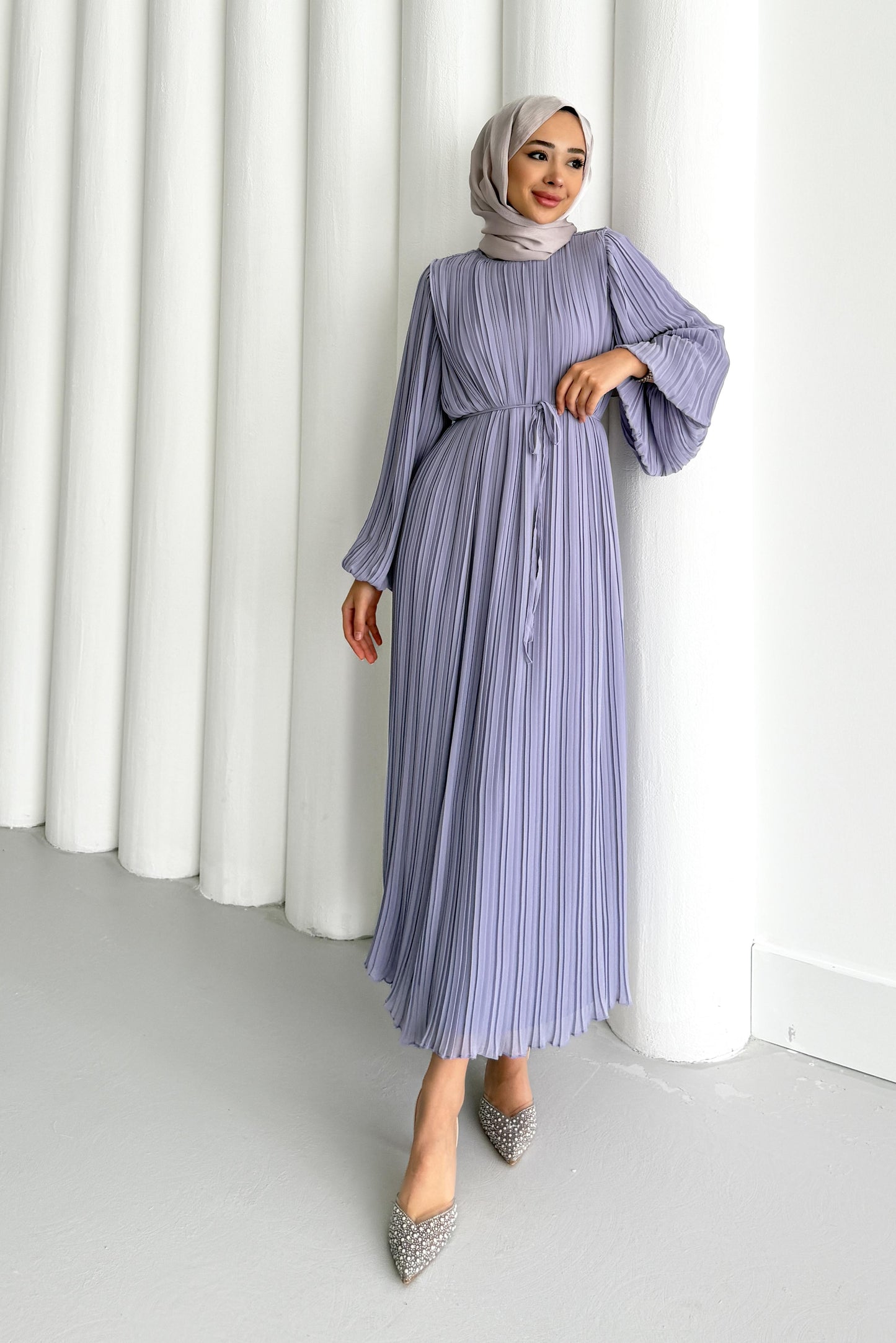 Seyran Pleated Dress Beige
