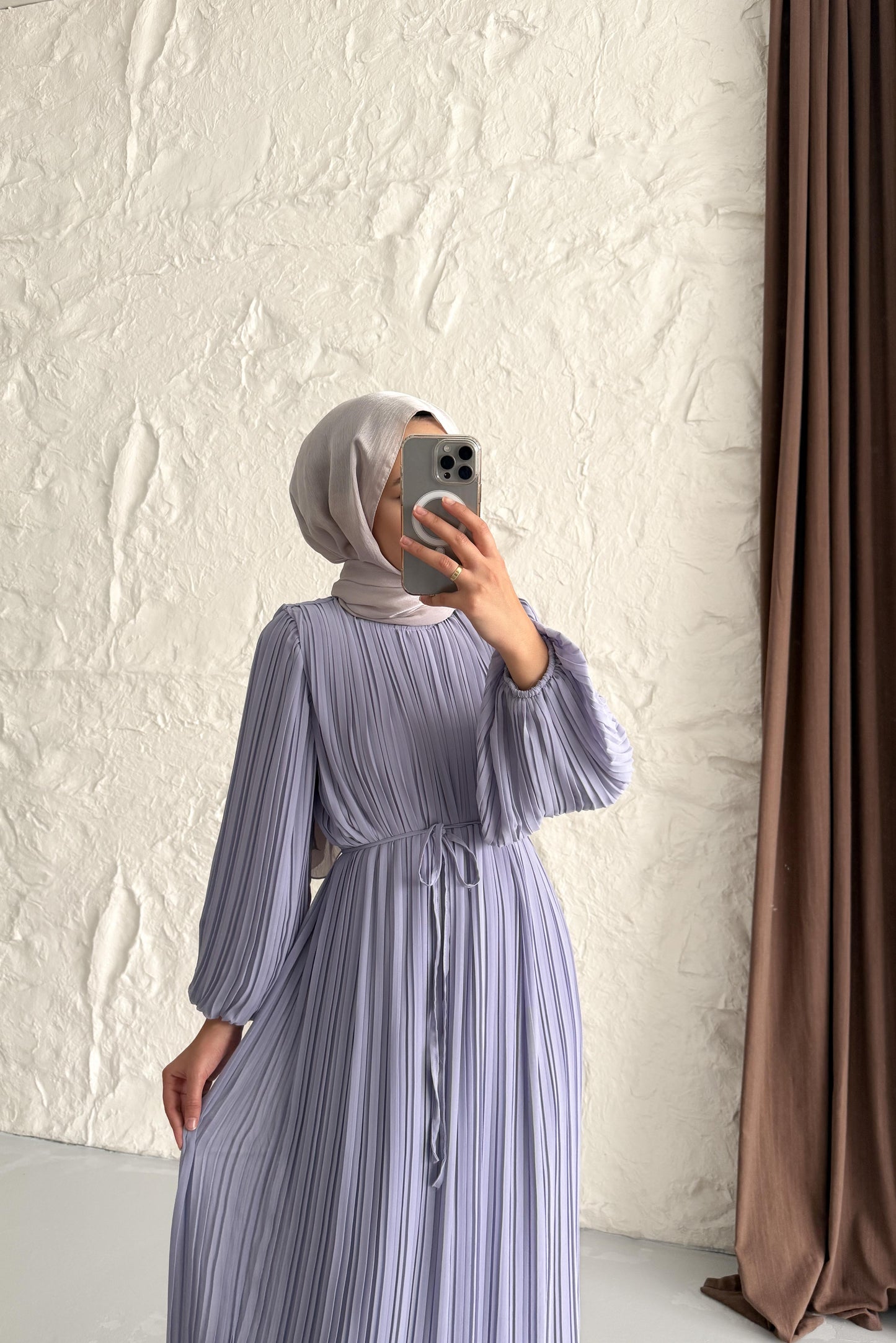 Seyran Pleated Dress Beige