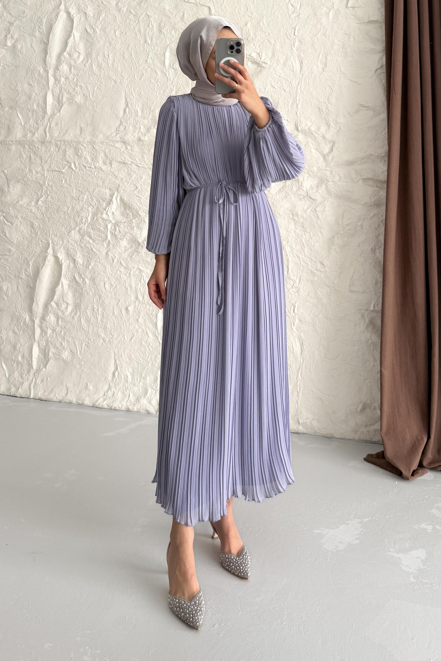 Seyran Pleated Dress Beige