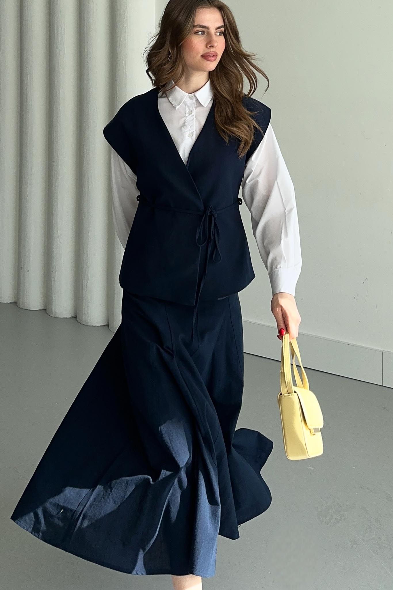 Jude V Yaka Yelekli Takım Lacivert