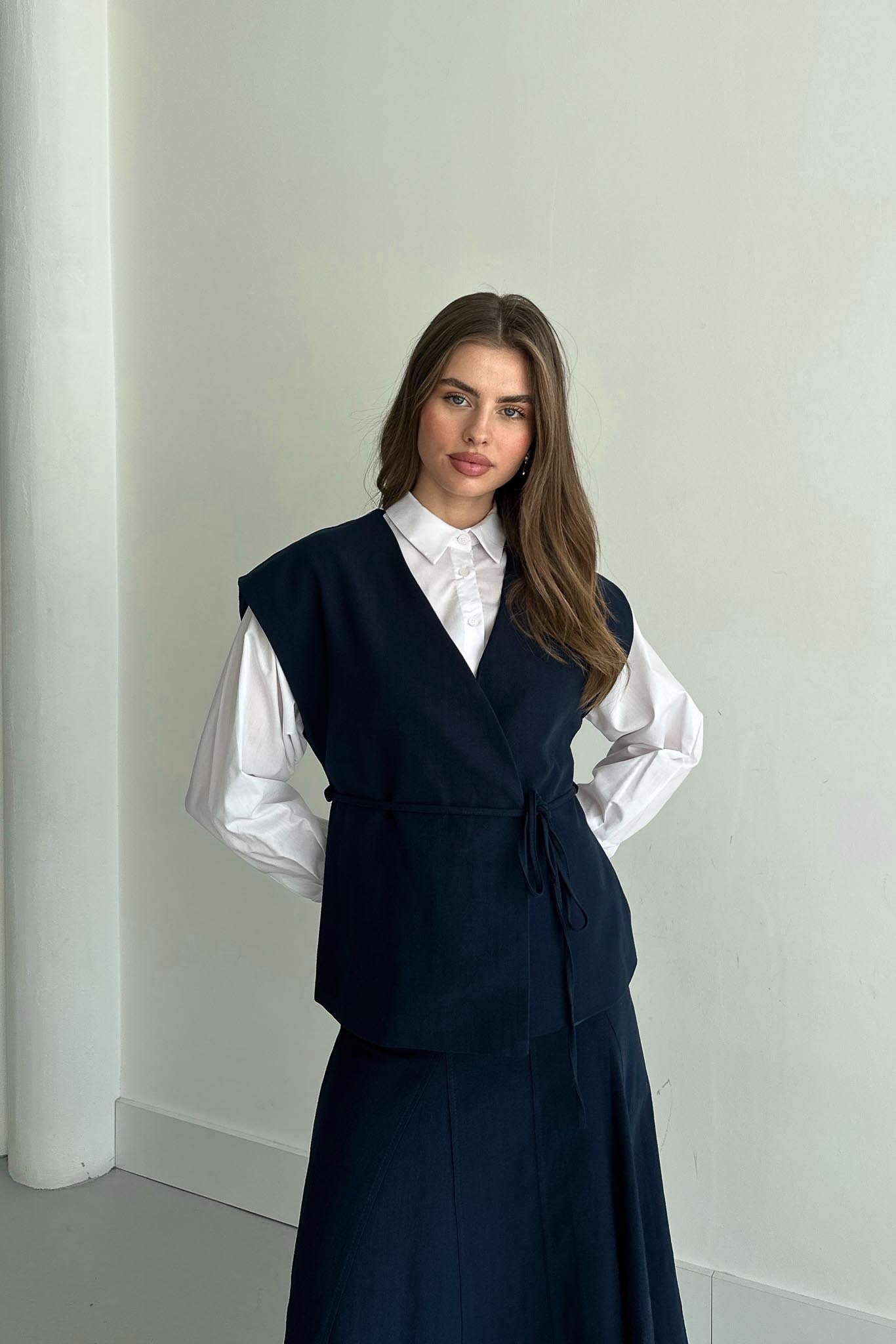 Jude V Yaka Yelekli Takım Lacivert