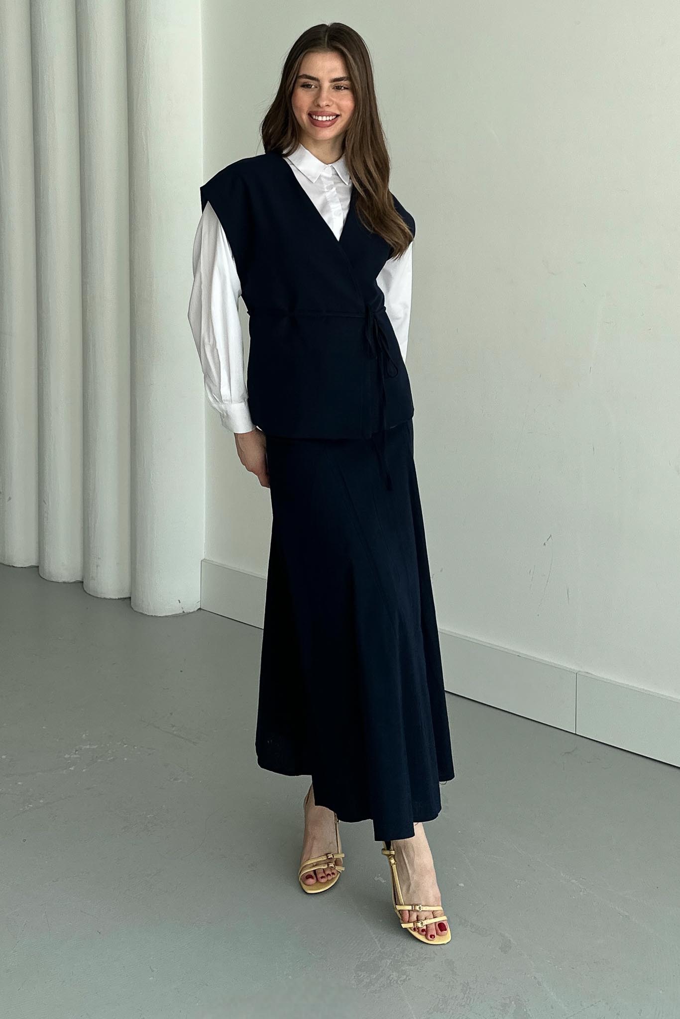 Jude V Yaka Yelekli Takım Siyah