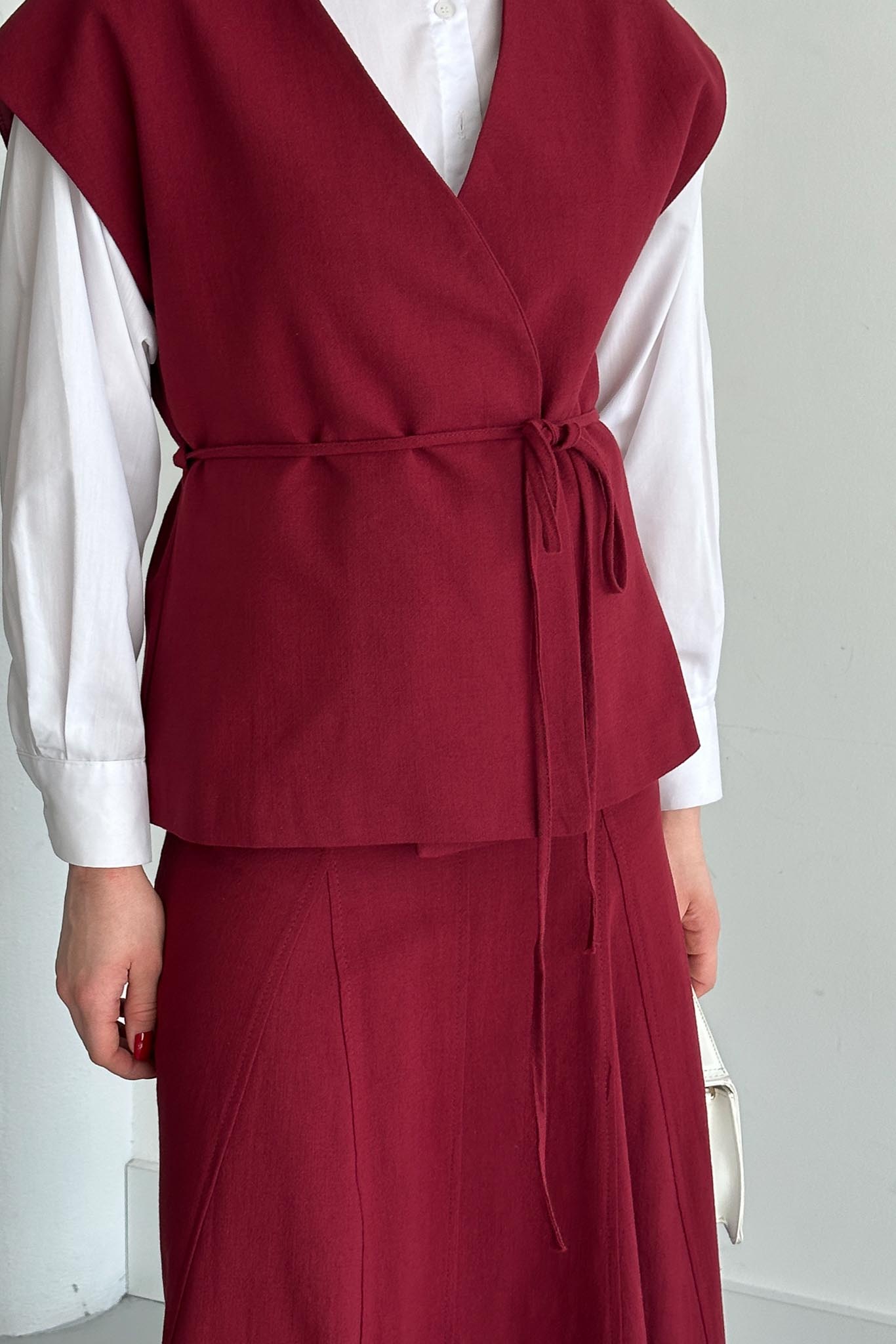 Jude V Yaka Yelekli Takım Bordo