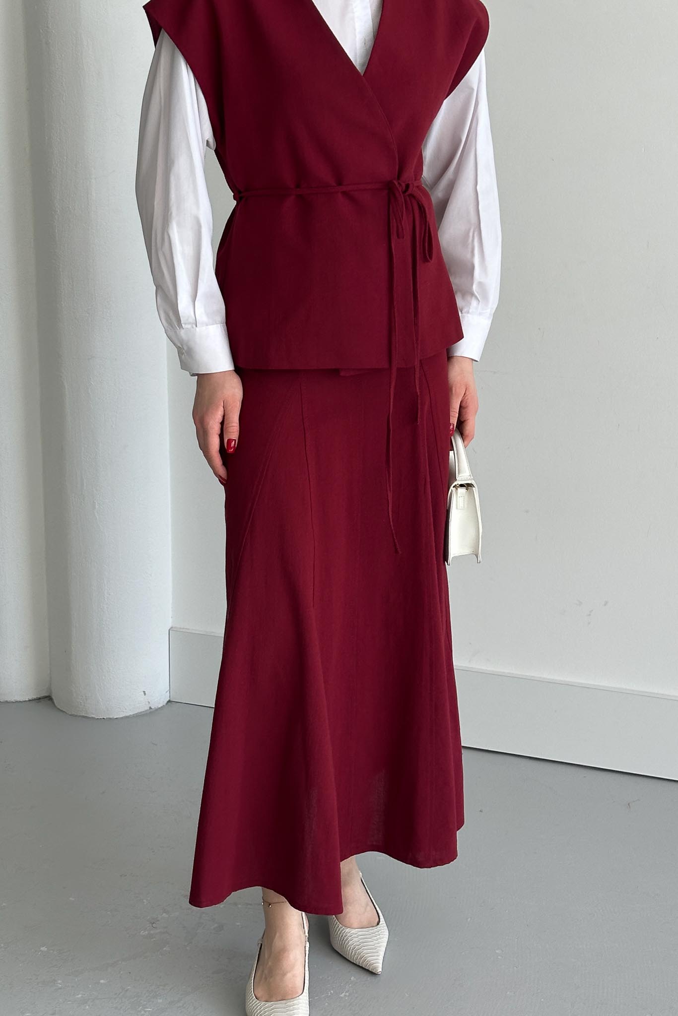 Jude V Yaka Yelekli Takım Bordo