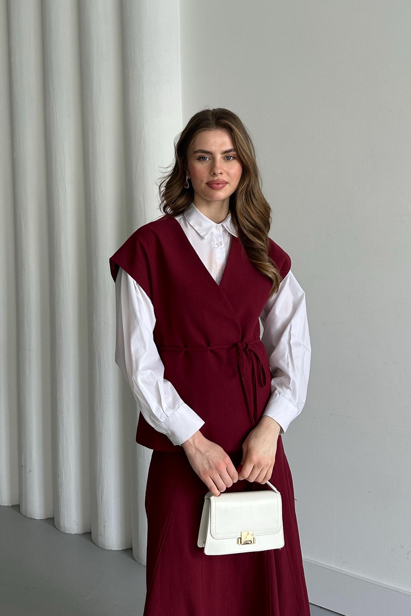 Jude V Yaka Yelekli Takım Bordo