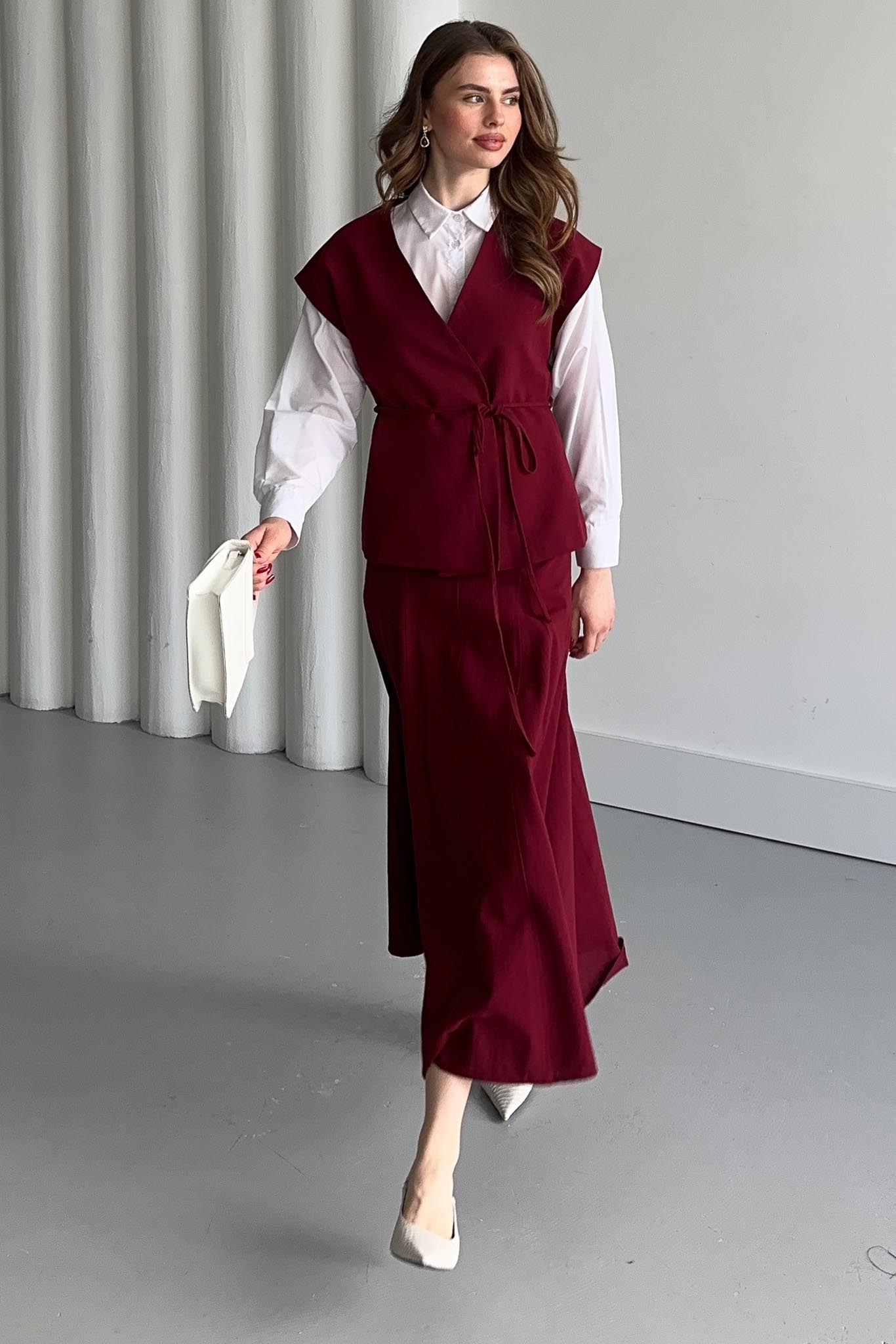 Jude V Yaka Yelekli Takım Bordo