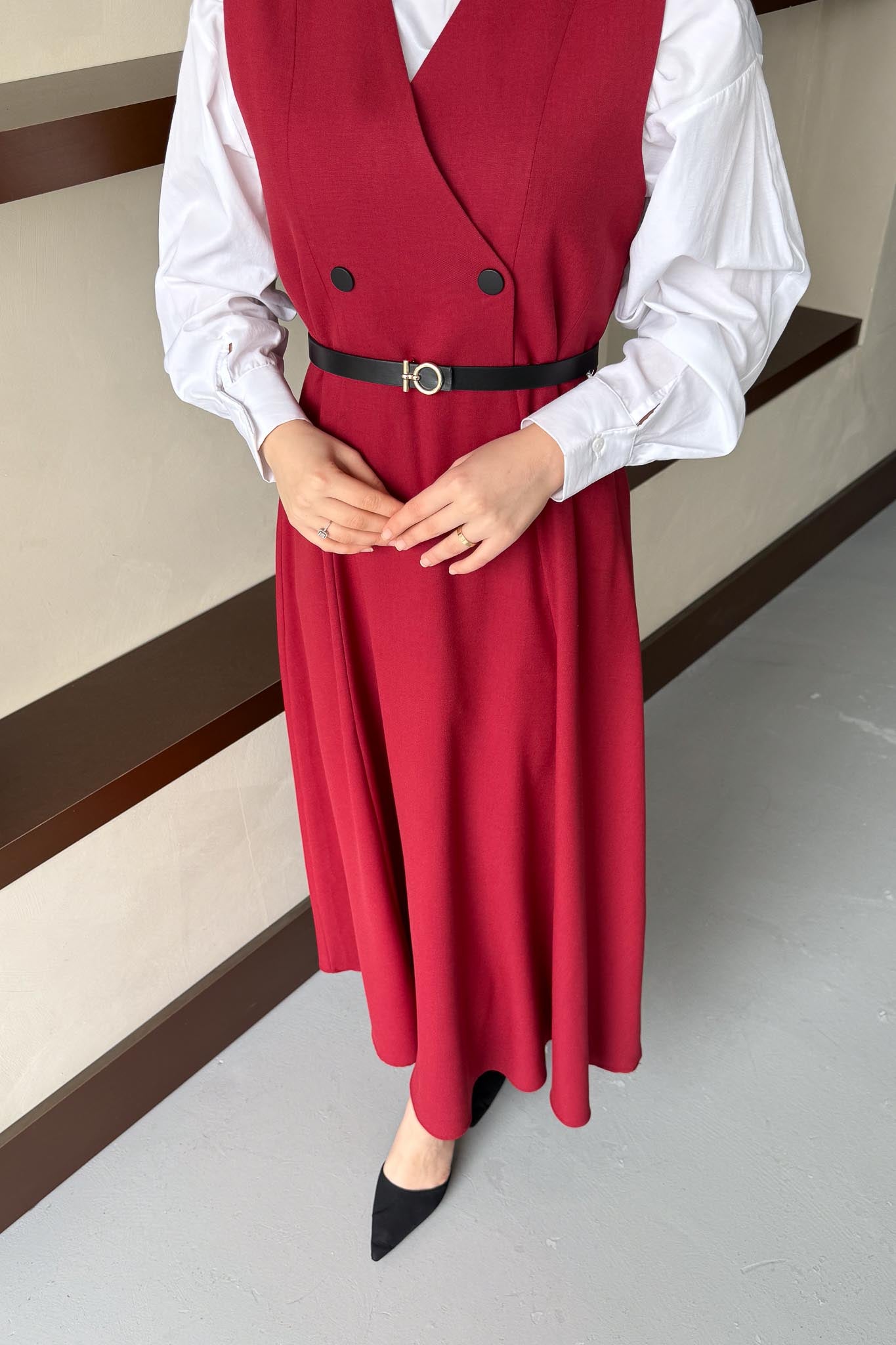 Sofia Jile Elbise Bordo