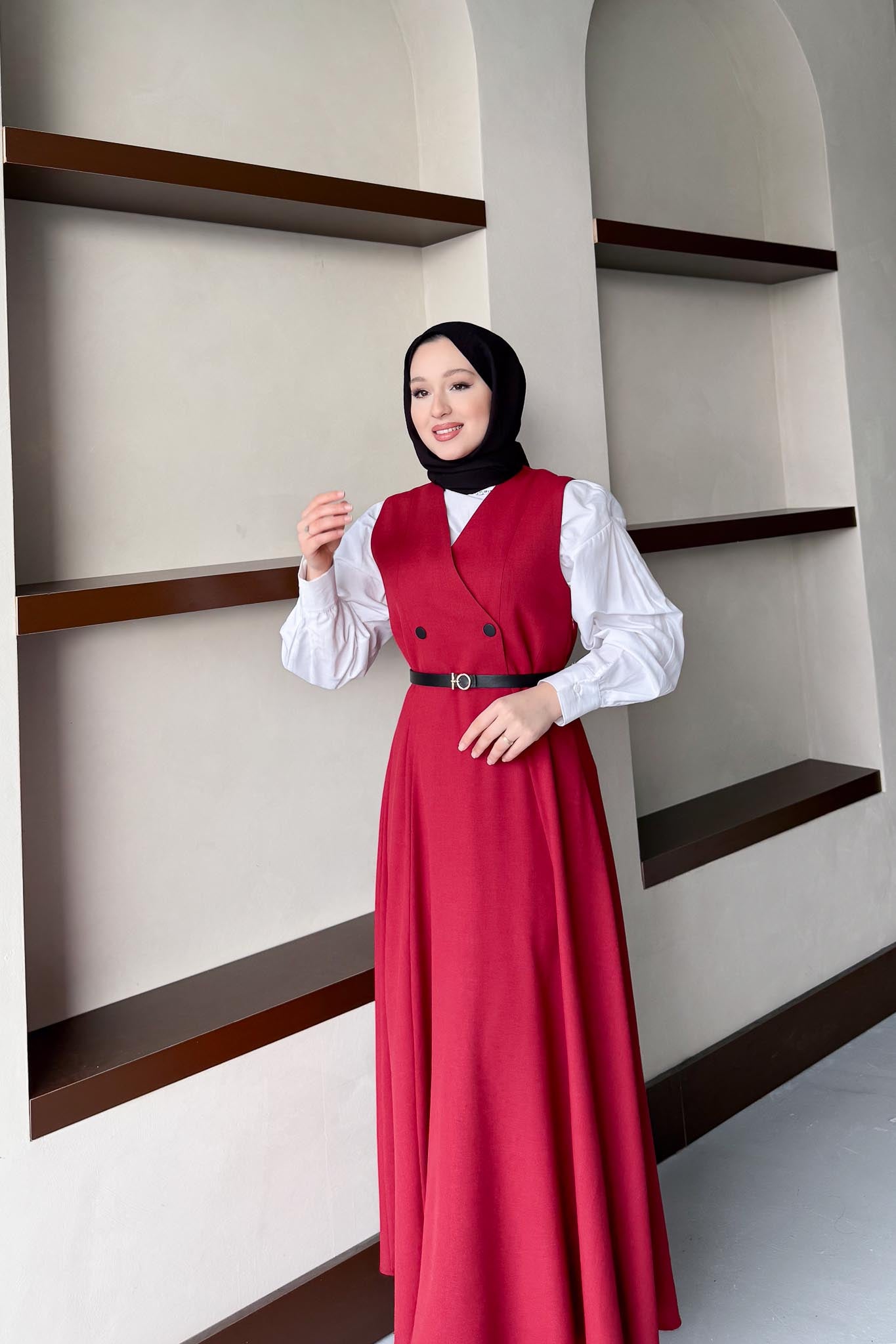 Sofia Jile Elbise Bordo