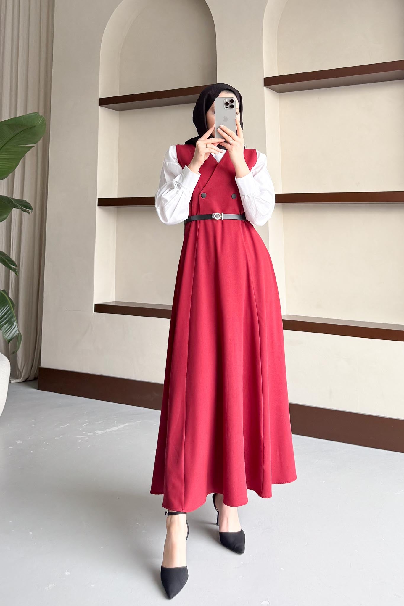 Sofia Jile Elbise Bordo