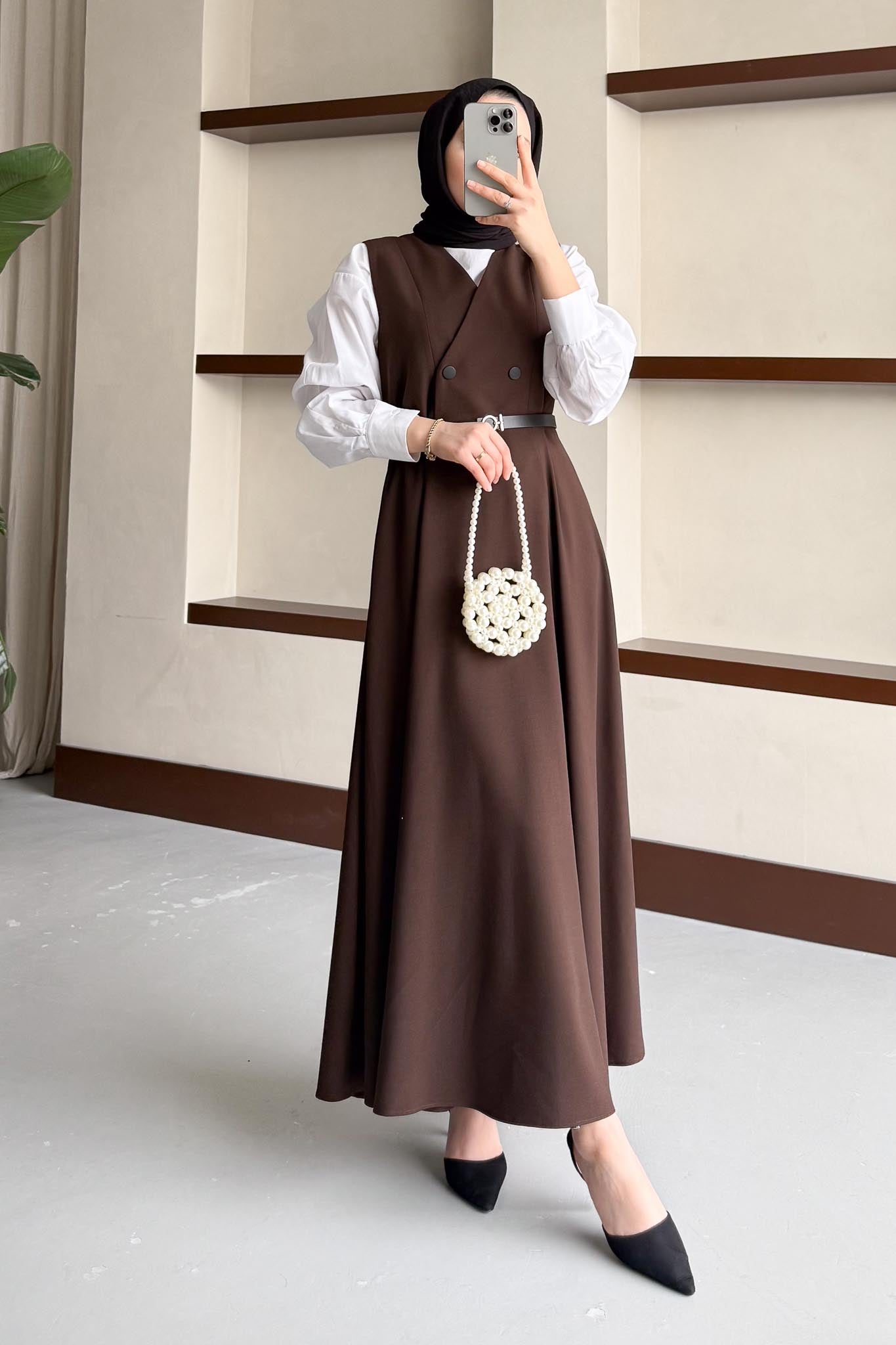 Sofia Jile Elbise Kahverengi