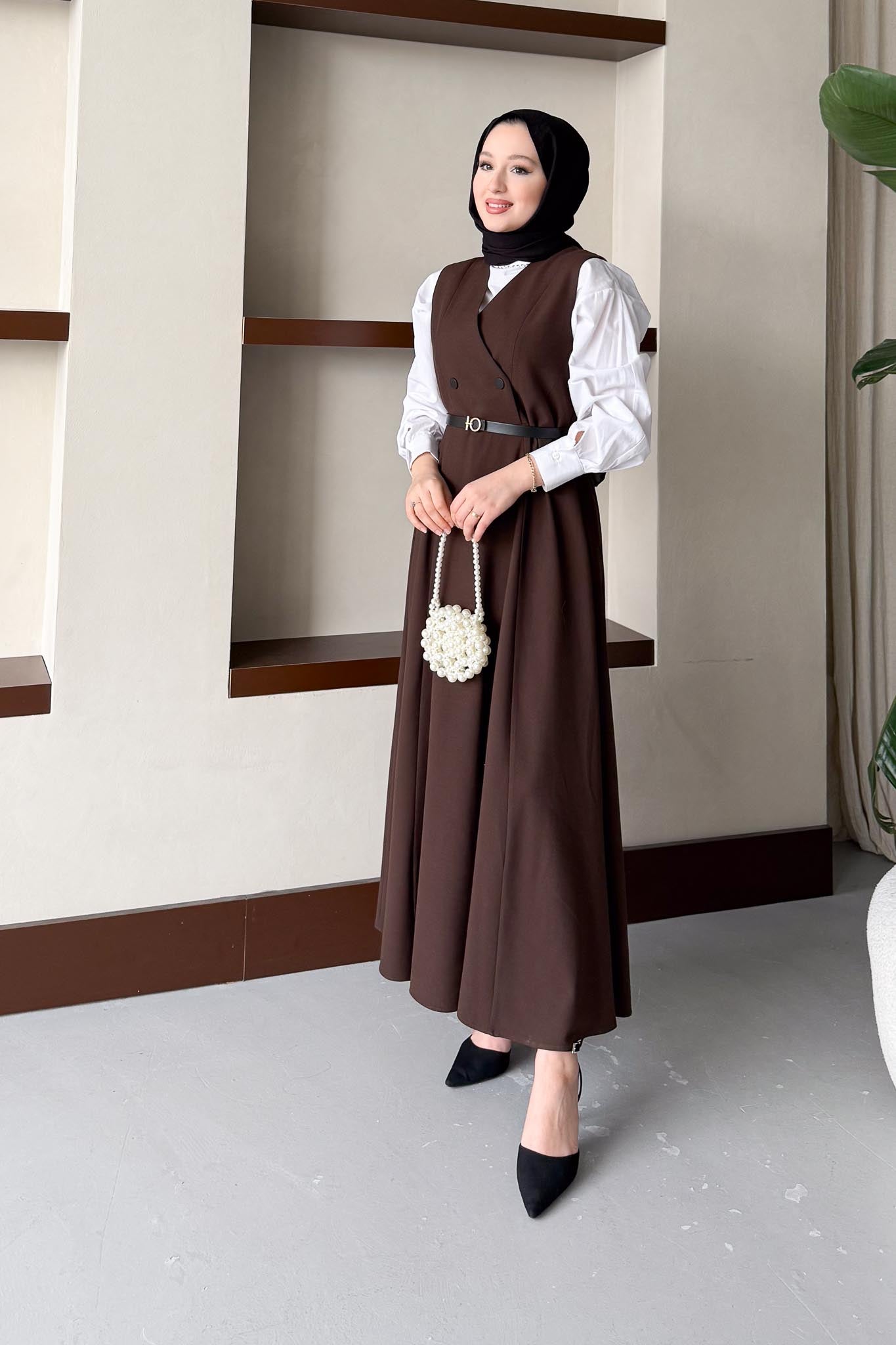 Sofia Jile Elbise Kahverengi