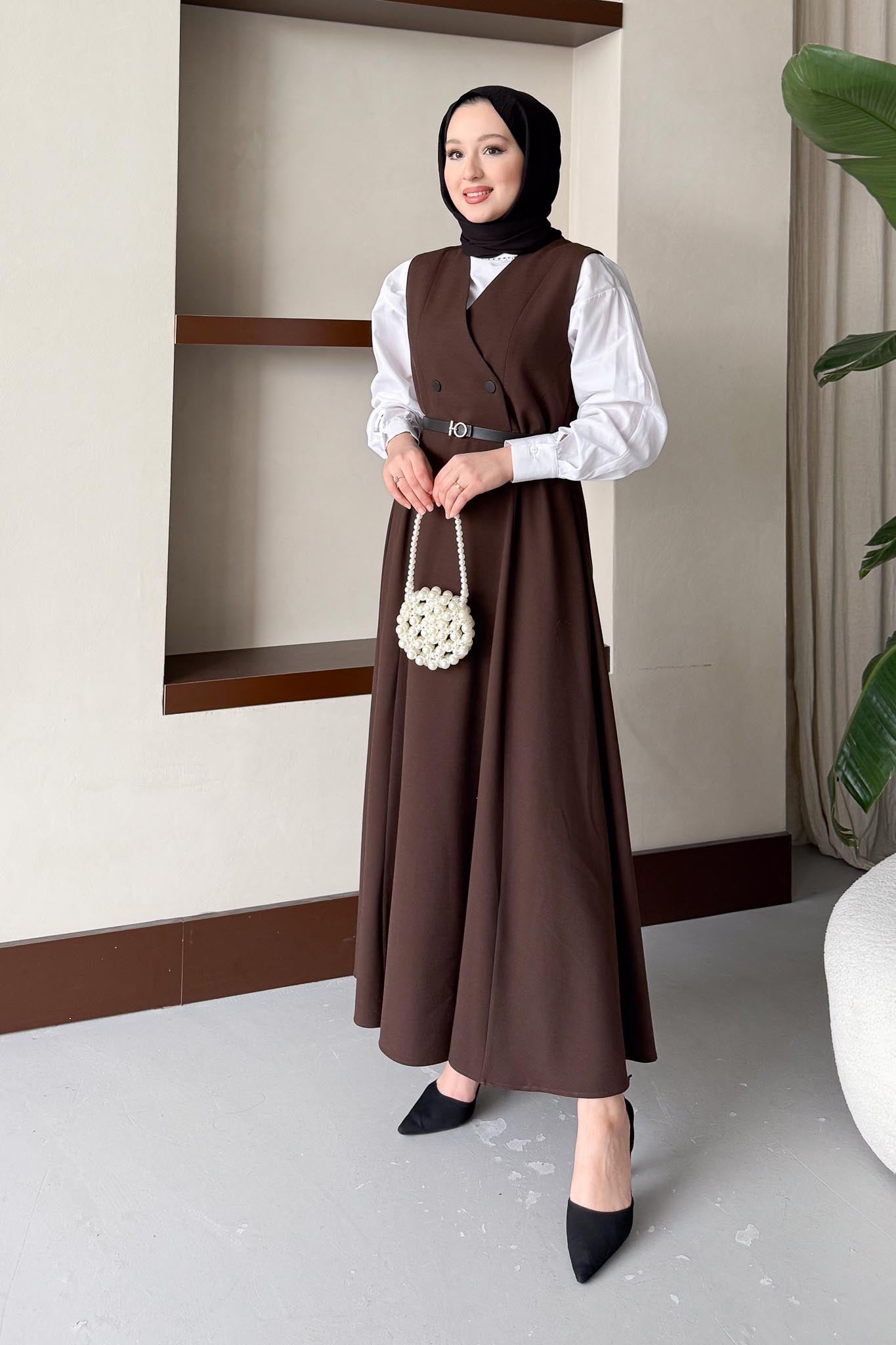 Sofia Jile Elbise Kahverengi