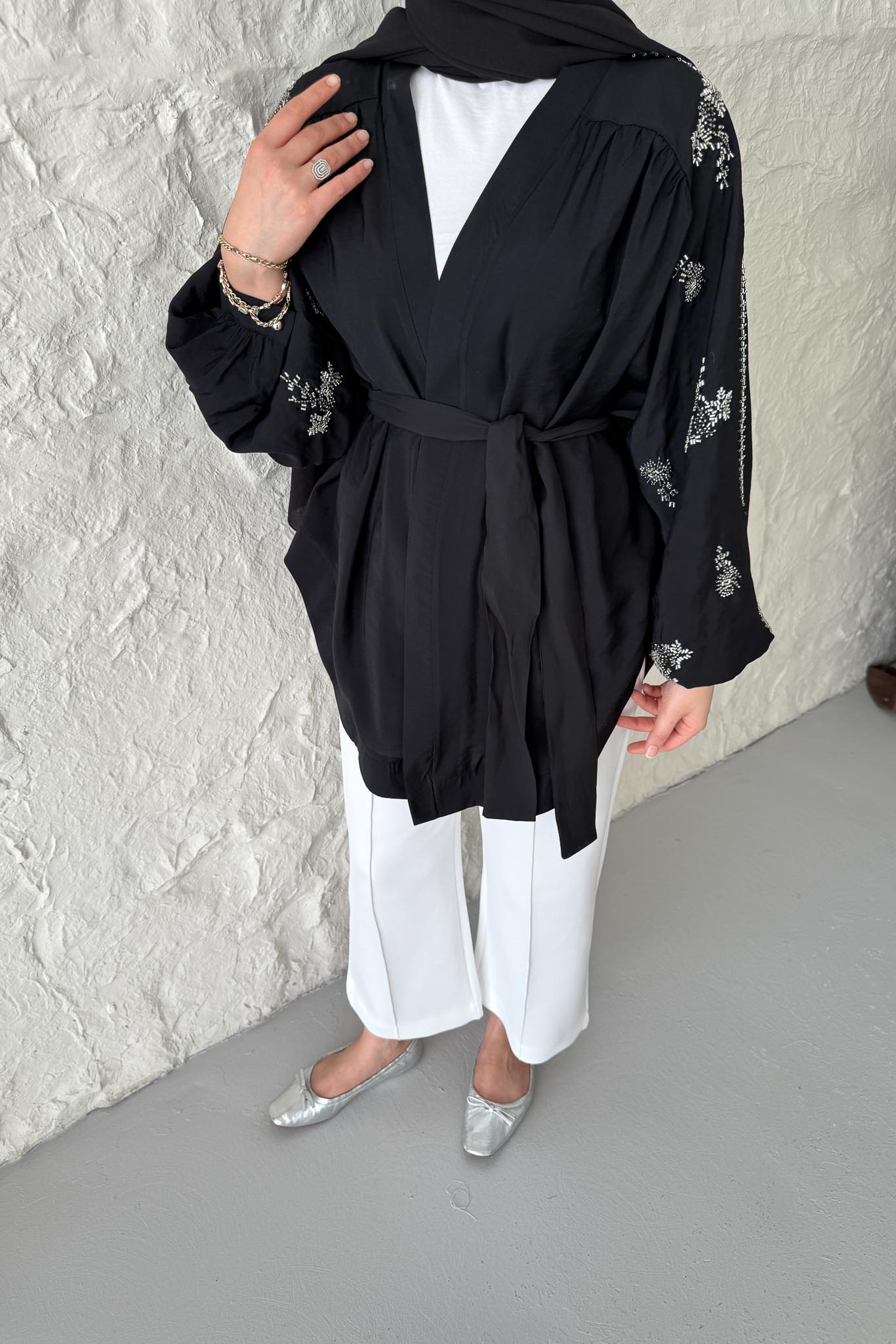 Taşlı Toledo Kimono Siyah