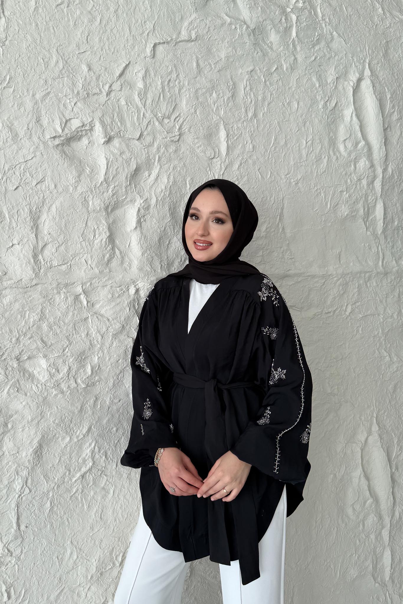 Taşlı Toledo Kimono Siyah
