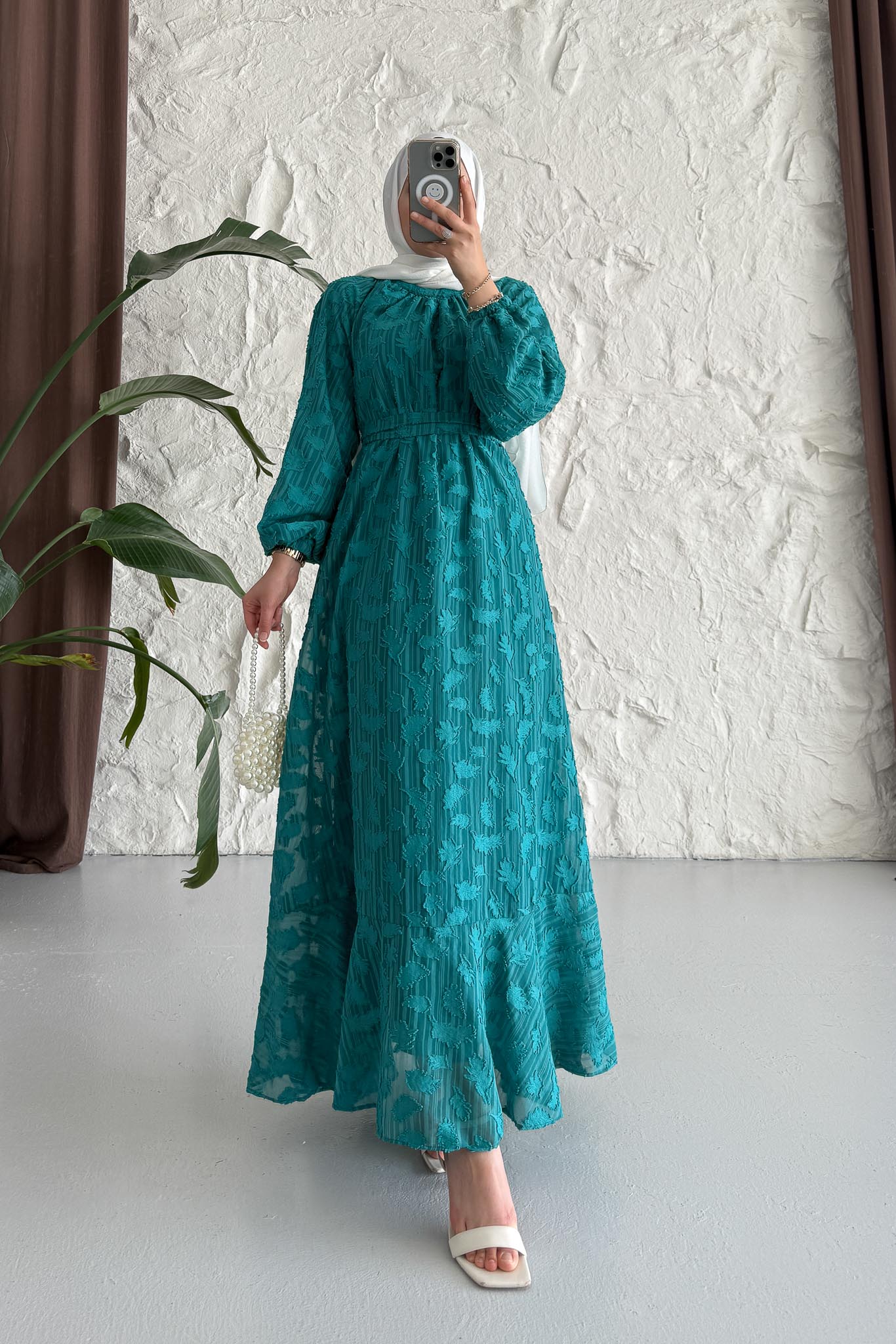 Layer Yaprak Desen Elbise Benetton