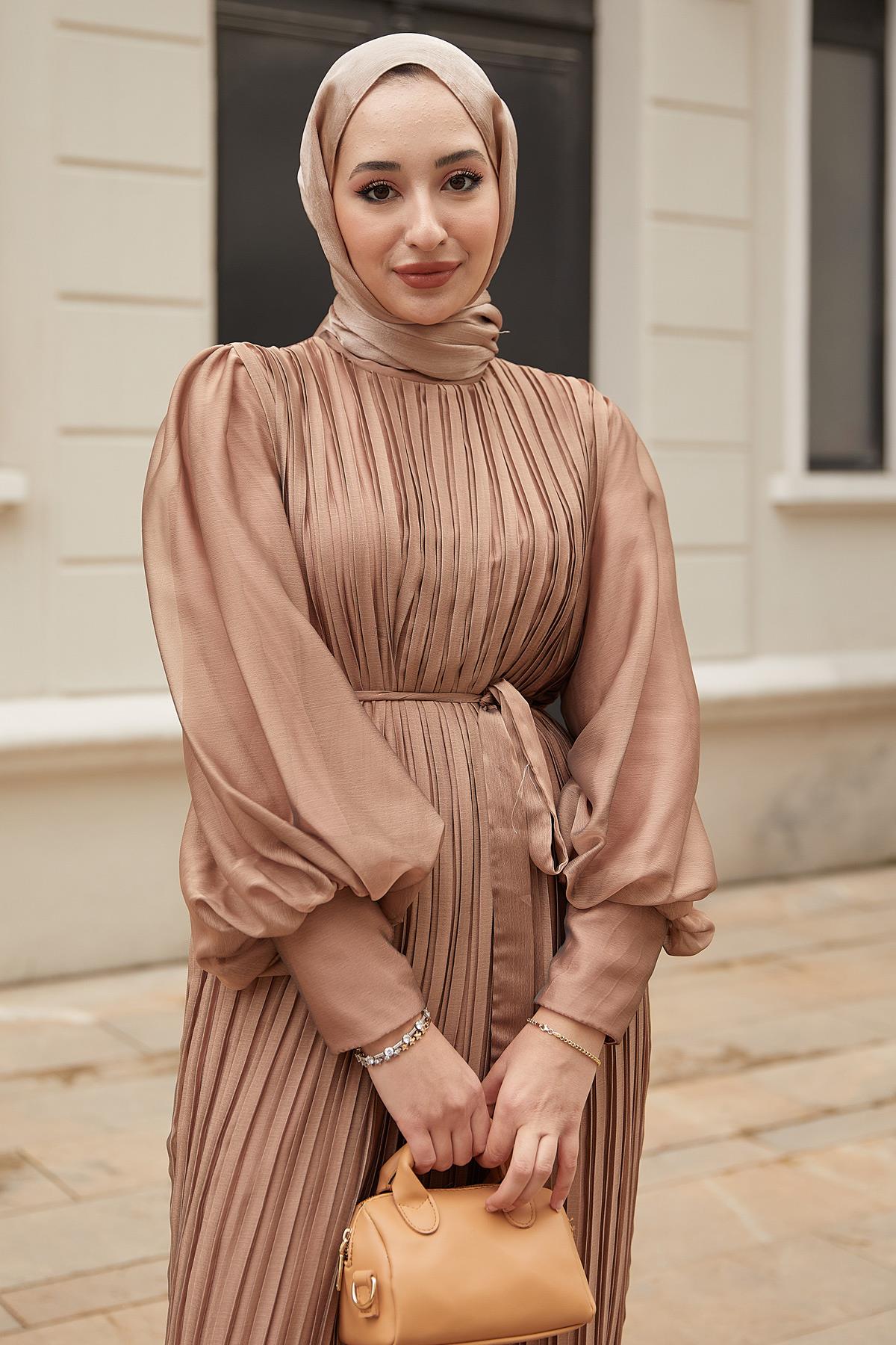 Pırlanta Abiye Elbise Taba