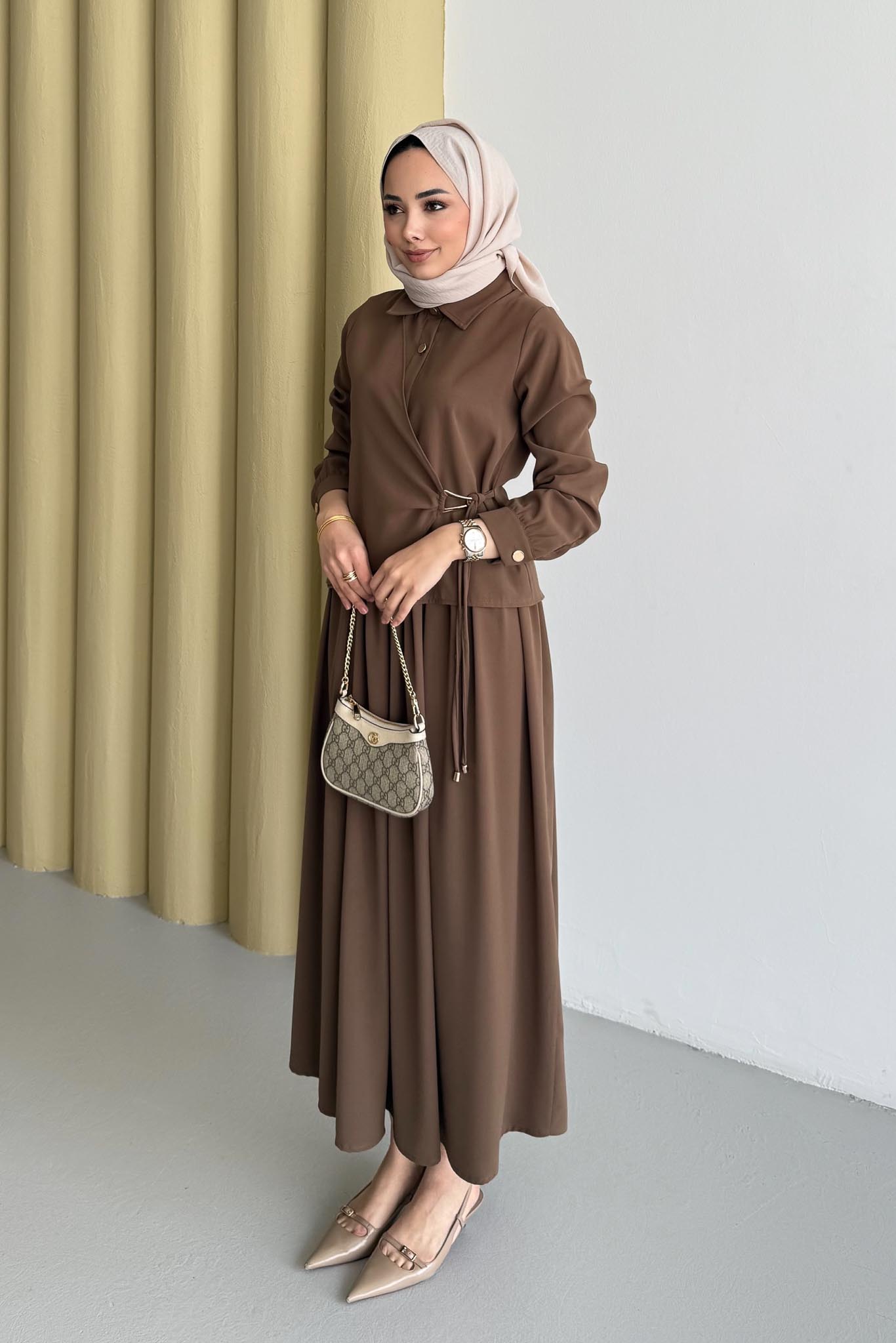 Ajda Pleated Skirt Set Petrol