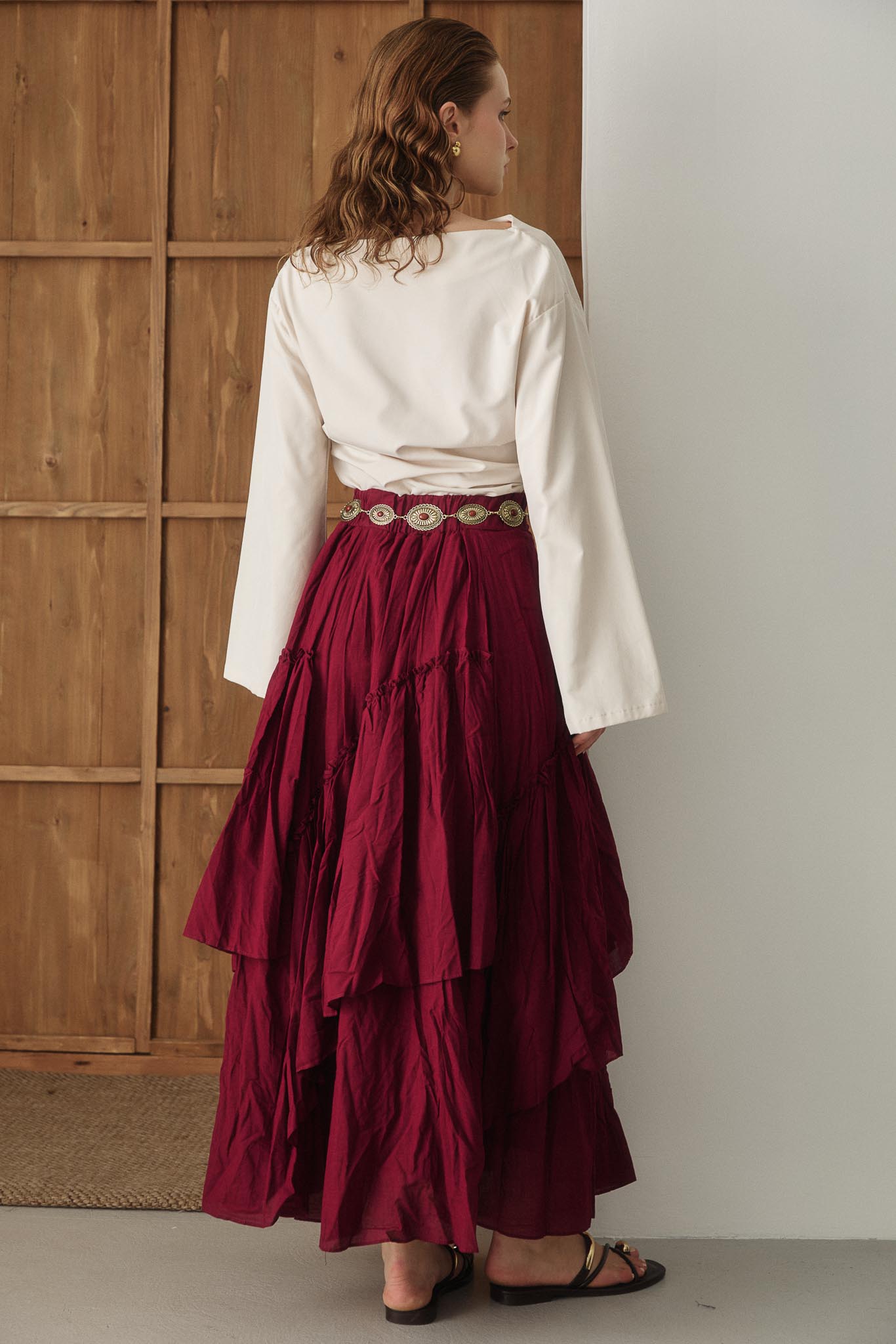 Tied Linen Skirt Beige