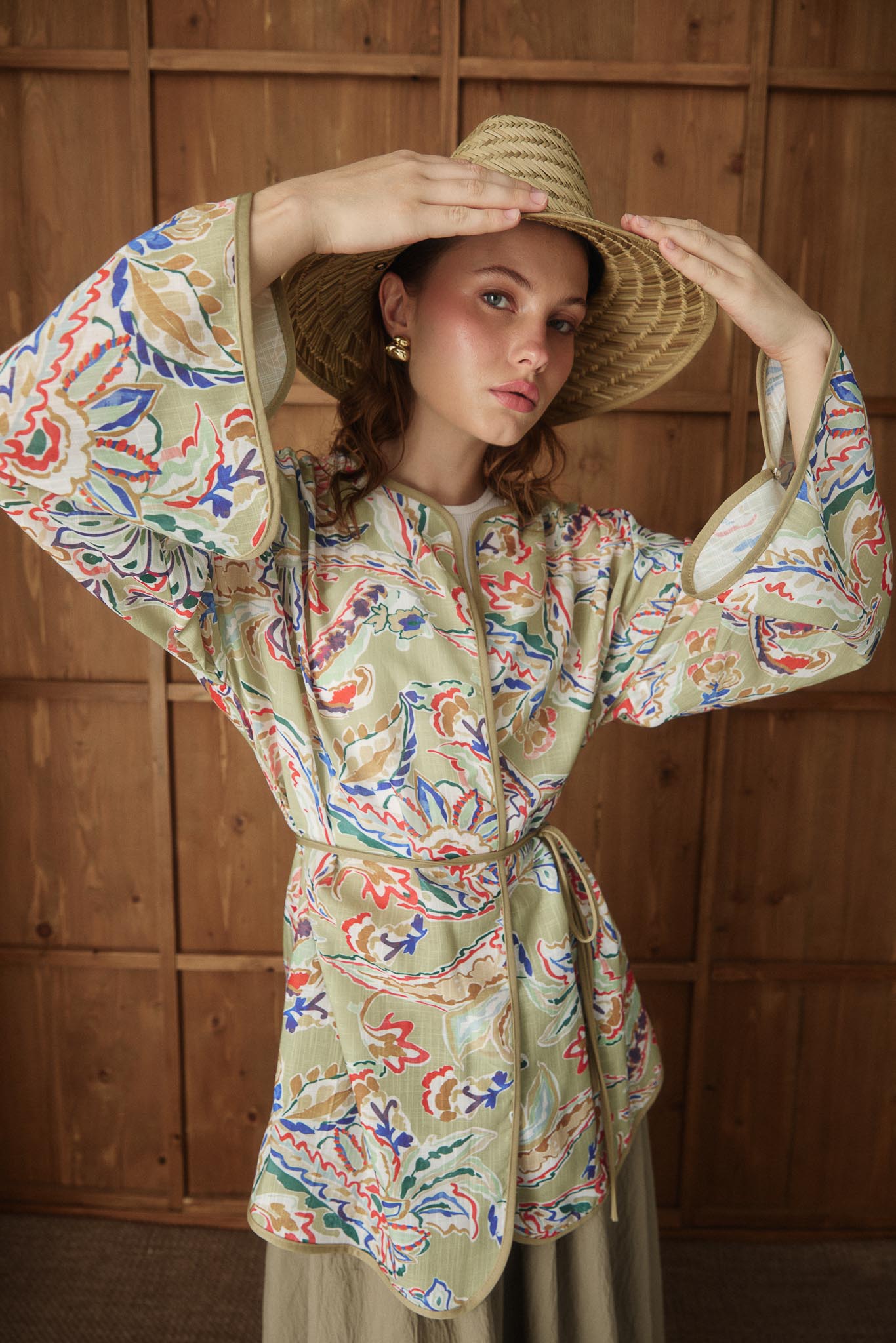 Side Tie Kimono Aqua Green