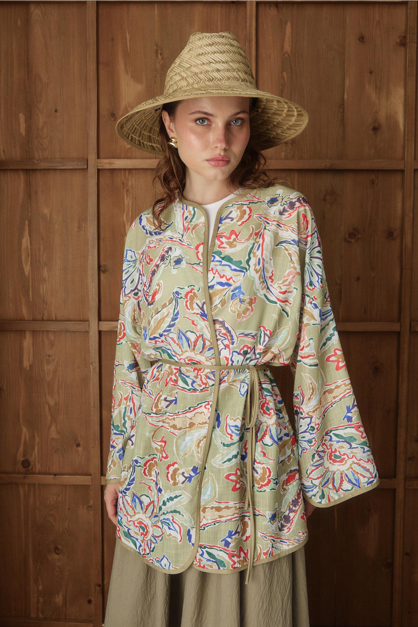 Side Tie Kimono Aqua Green